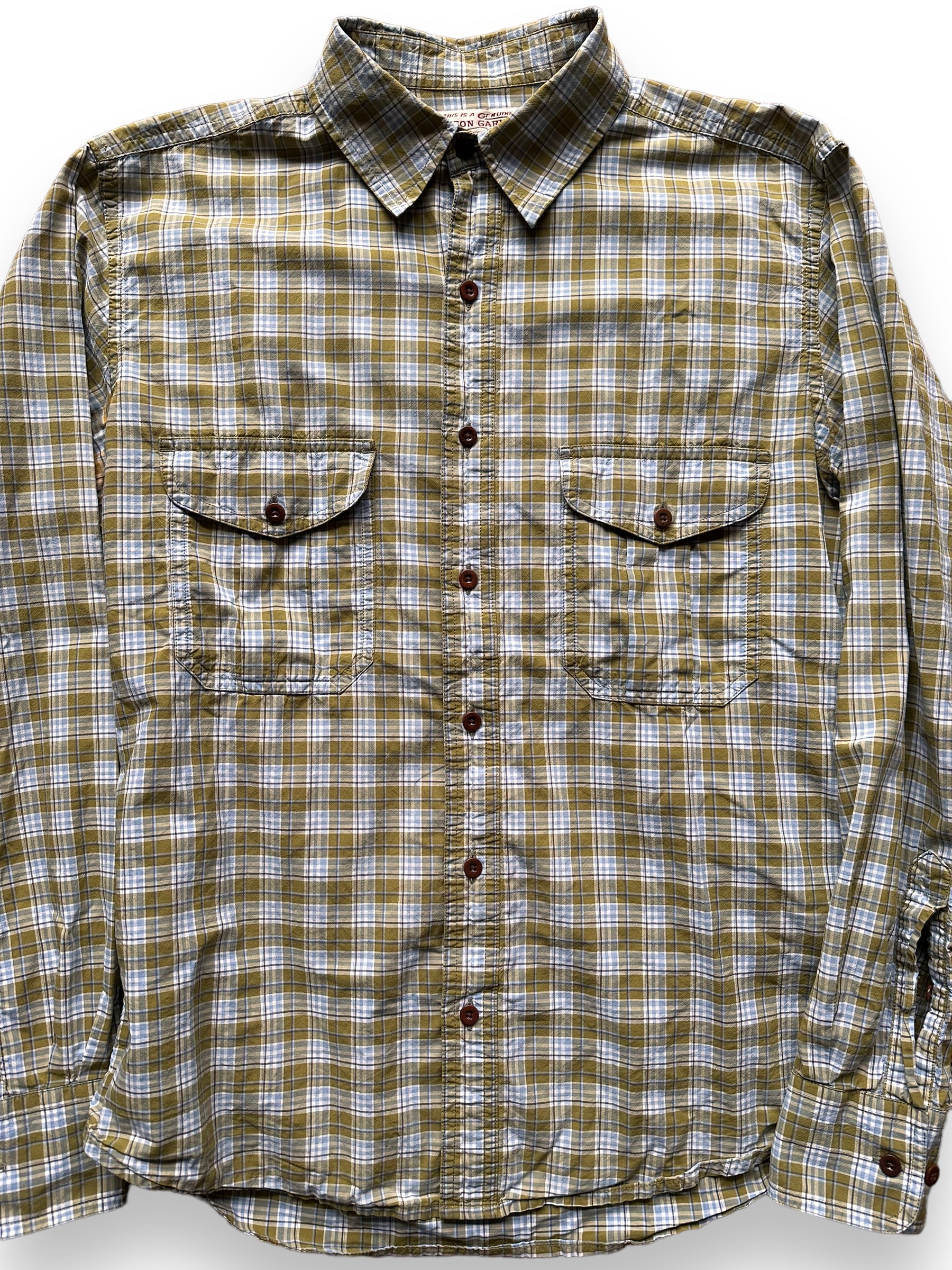 front close up of Filson Cotton Lightweight Shirt |  Barn Owl Vintage Goods | Vintage Filson Workwear Seattle