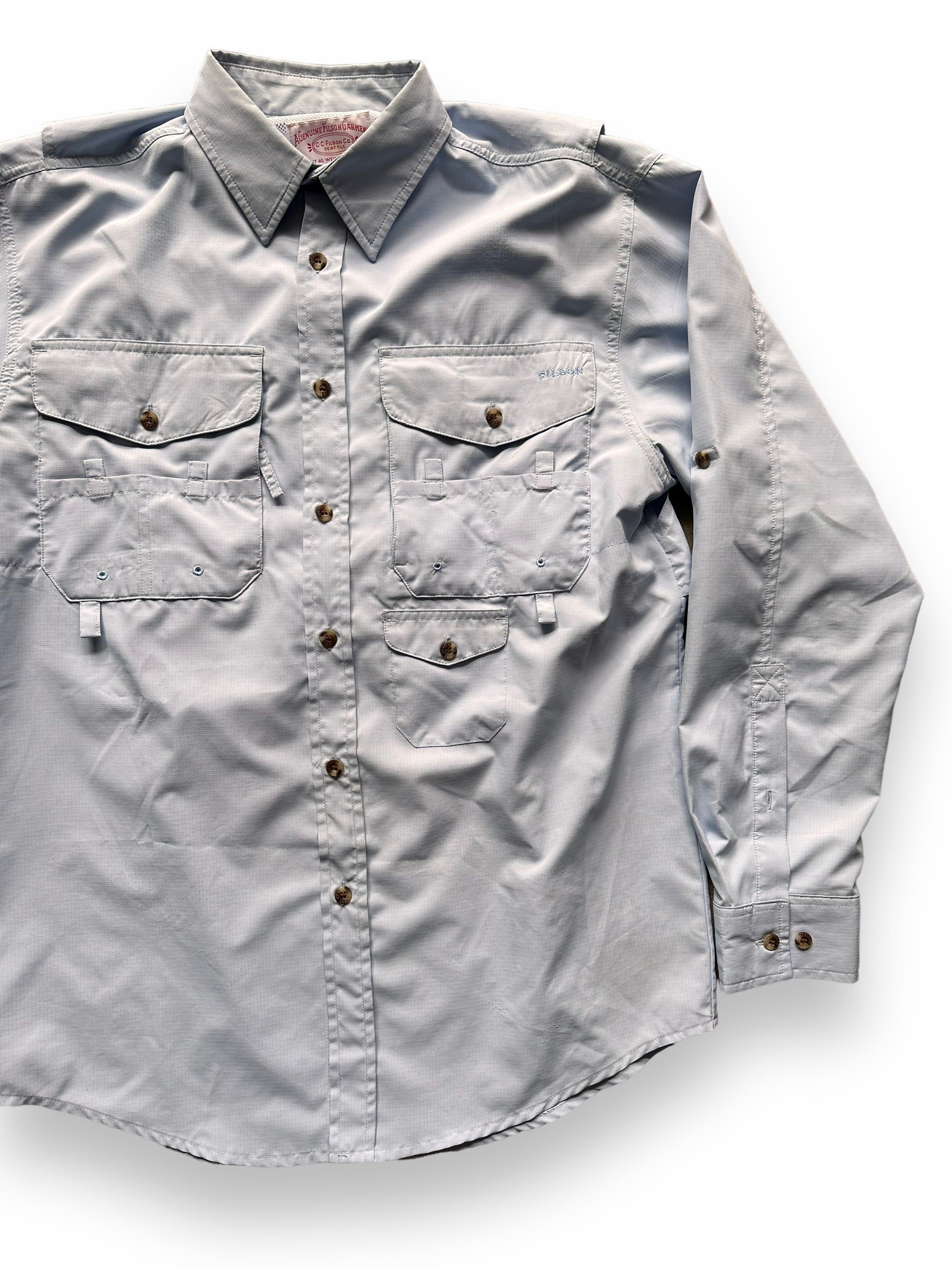 front left of. Filson Ultralight Button Up Shirt |  Barn Owl Vintage Goods | Vintage Filson Workwear Seattle