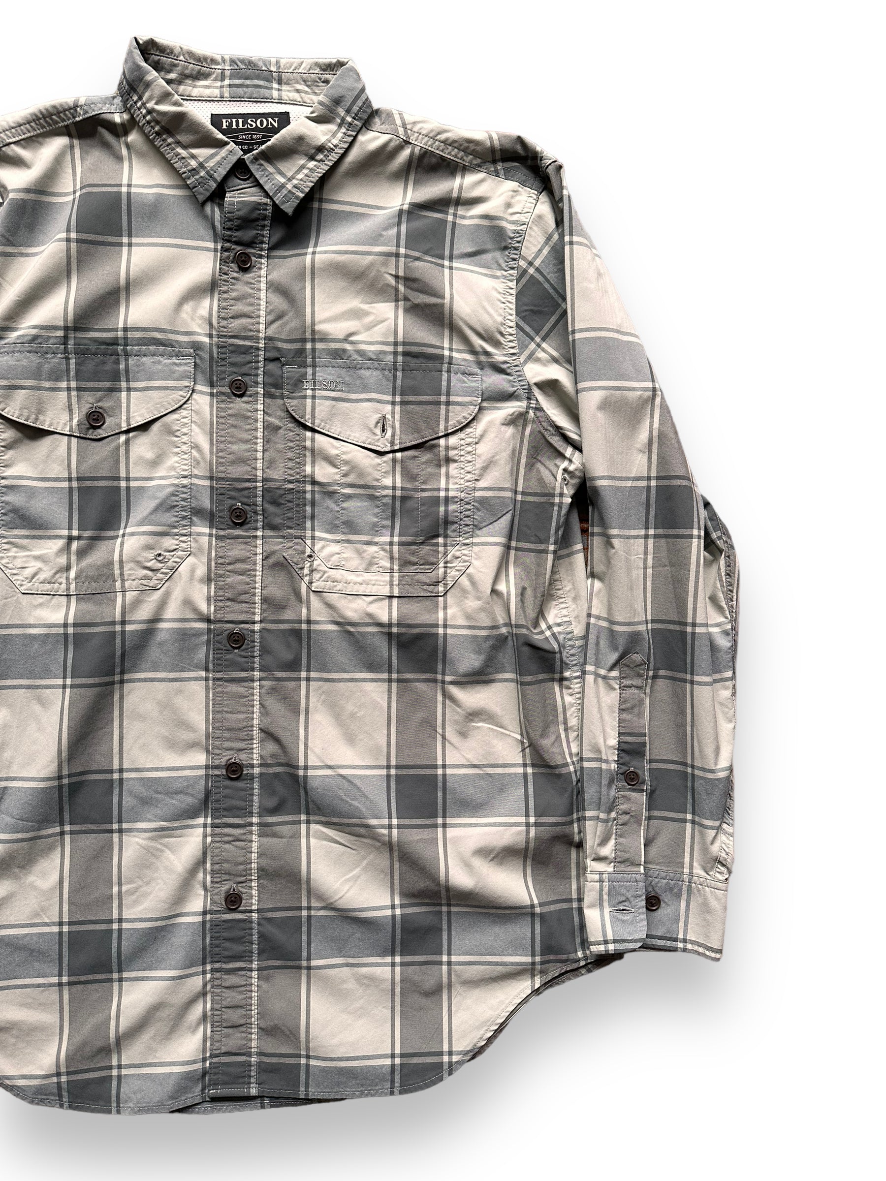 front left of Filson Lightweight Shirt |  Barn Owl Vintage Goods | Vintage Filson Workwear Seattle