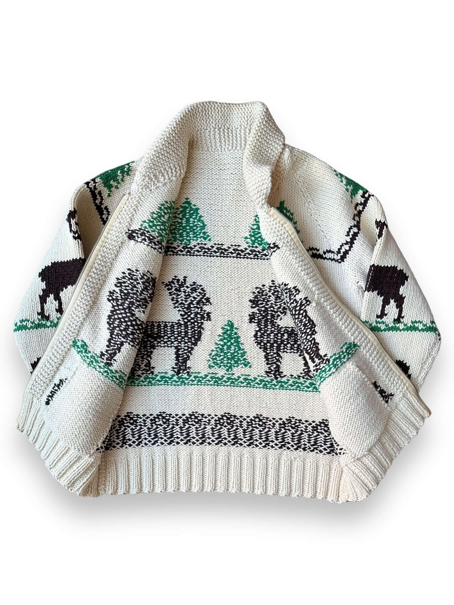 inside of Vintage Deer Pattern Cowichan Sweater SZ L