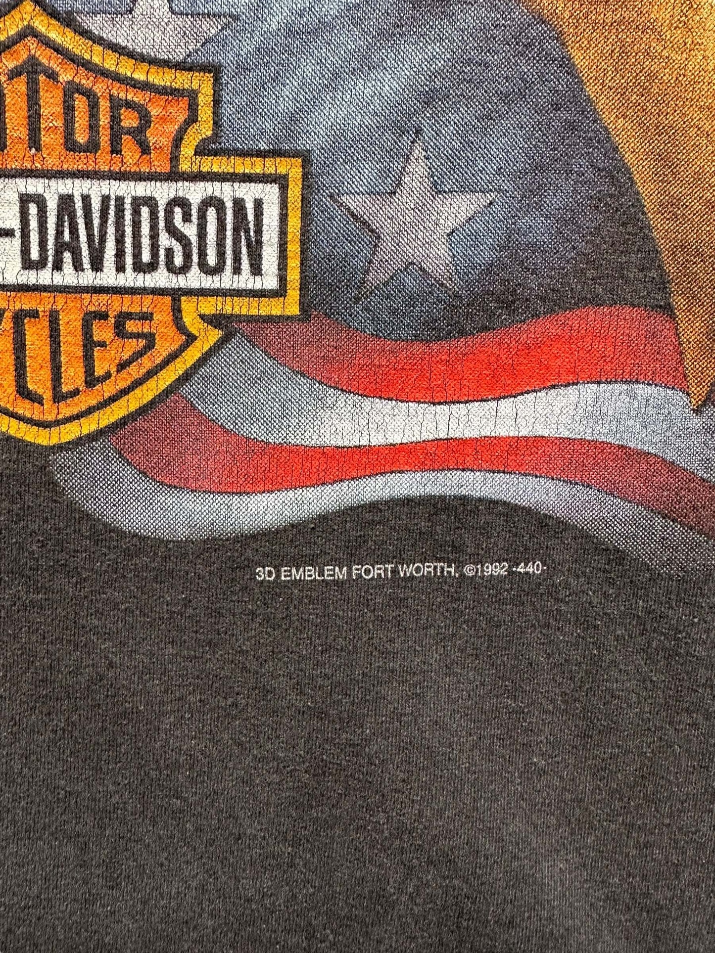 print date on Vintage 1992 Harley Davidson 3D Emblem Tee SZ L