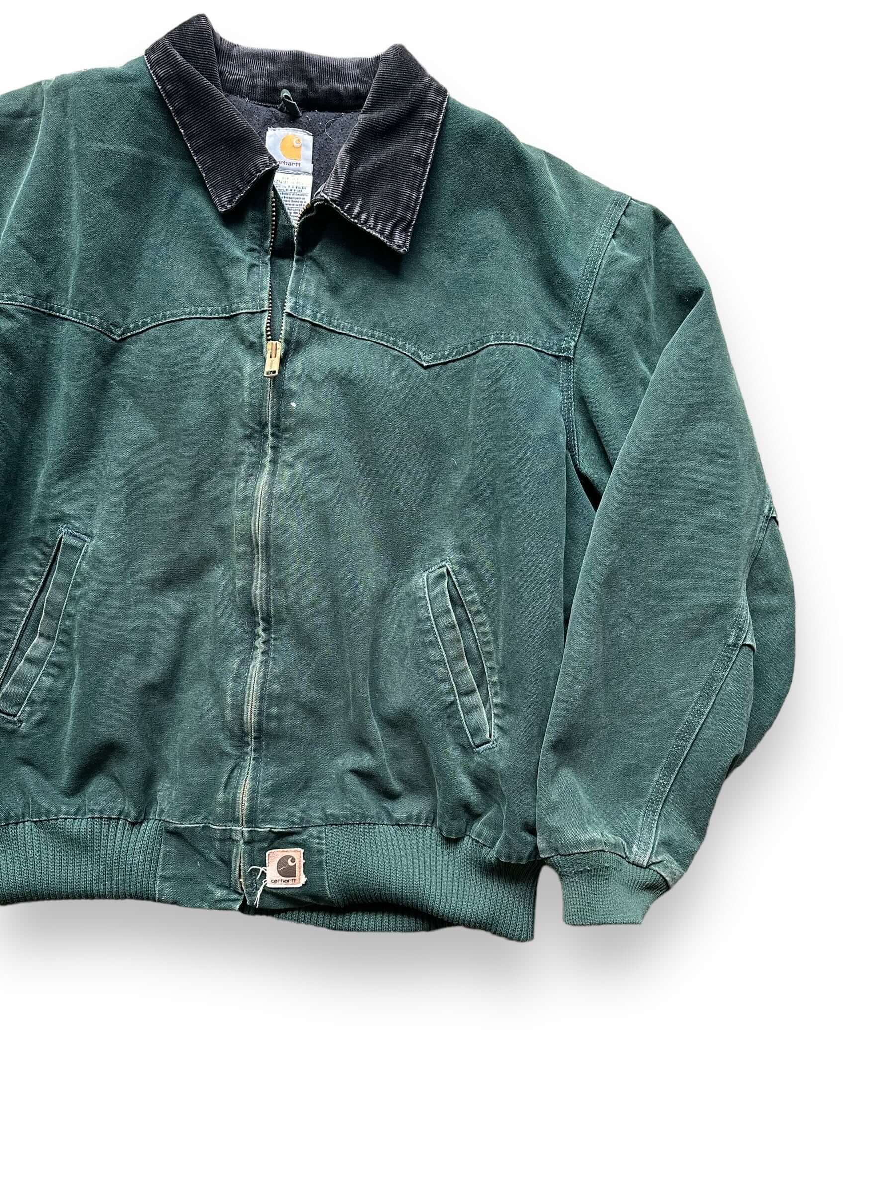 front left of Vintage Spruce Green Carhartt Santa Fe Jacket SZ XXL