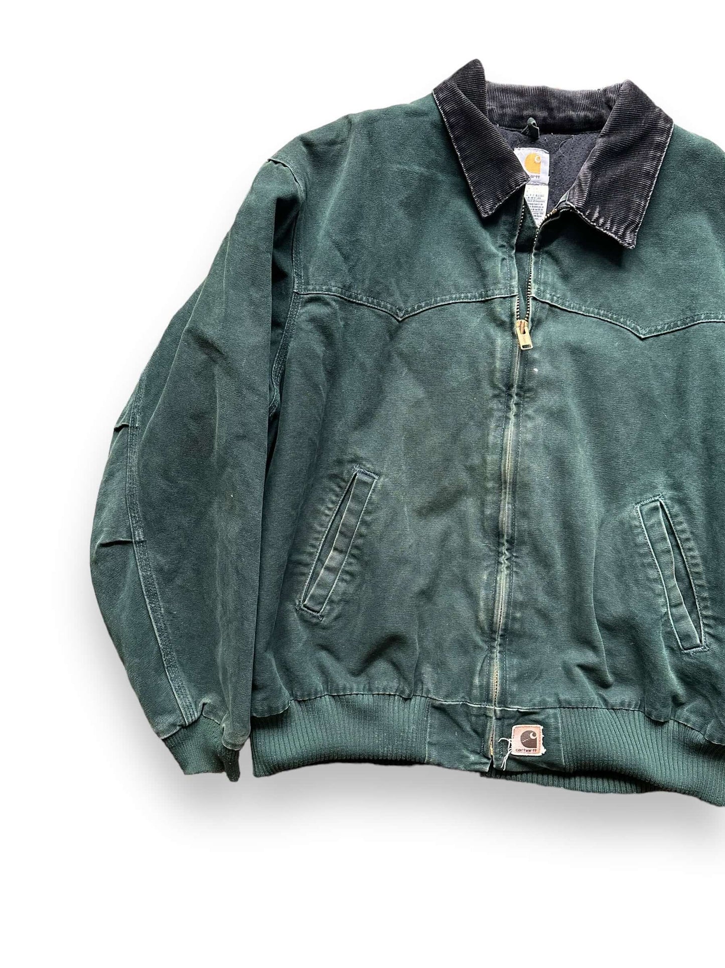 front right of Vintage Spruce Green Carhartt Santa Fe Jacket SZ XXL