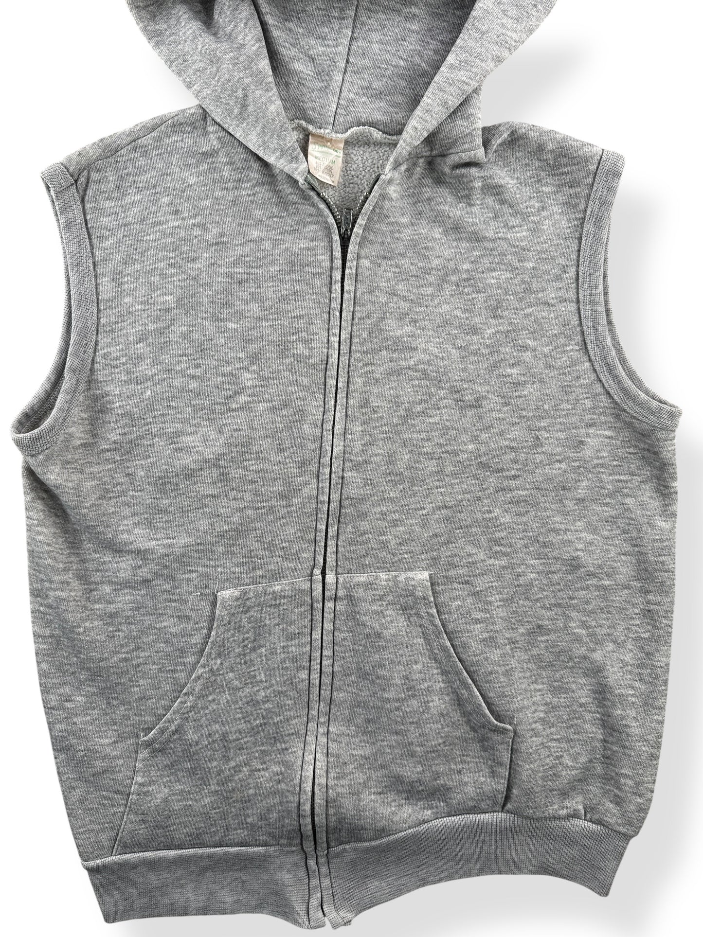 Front Close Up of Vintage Sportswear Sleeveless Zip Up Hoodie SZ M (Fits S)