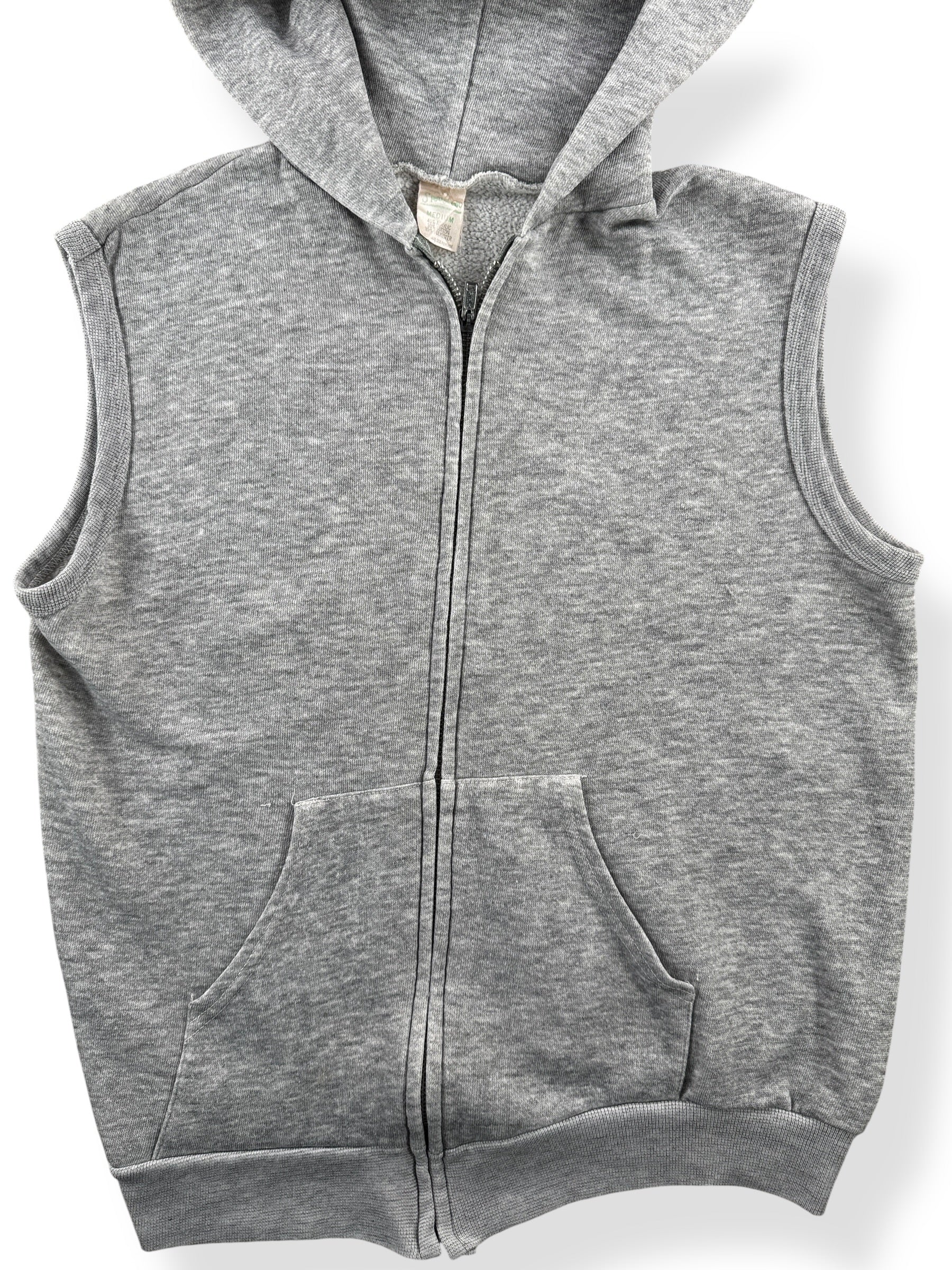 Front Close Up of Vintage Sportswear Sleeveless Zip Up Hoodie SZ M (Fits S)