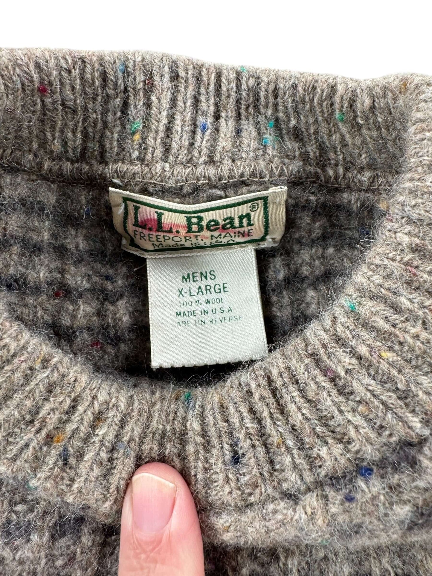 Tag View of Vintage L.L. Bean Fleck Wool Sweater SZ XL