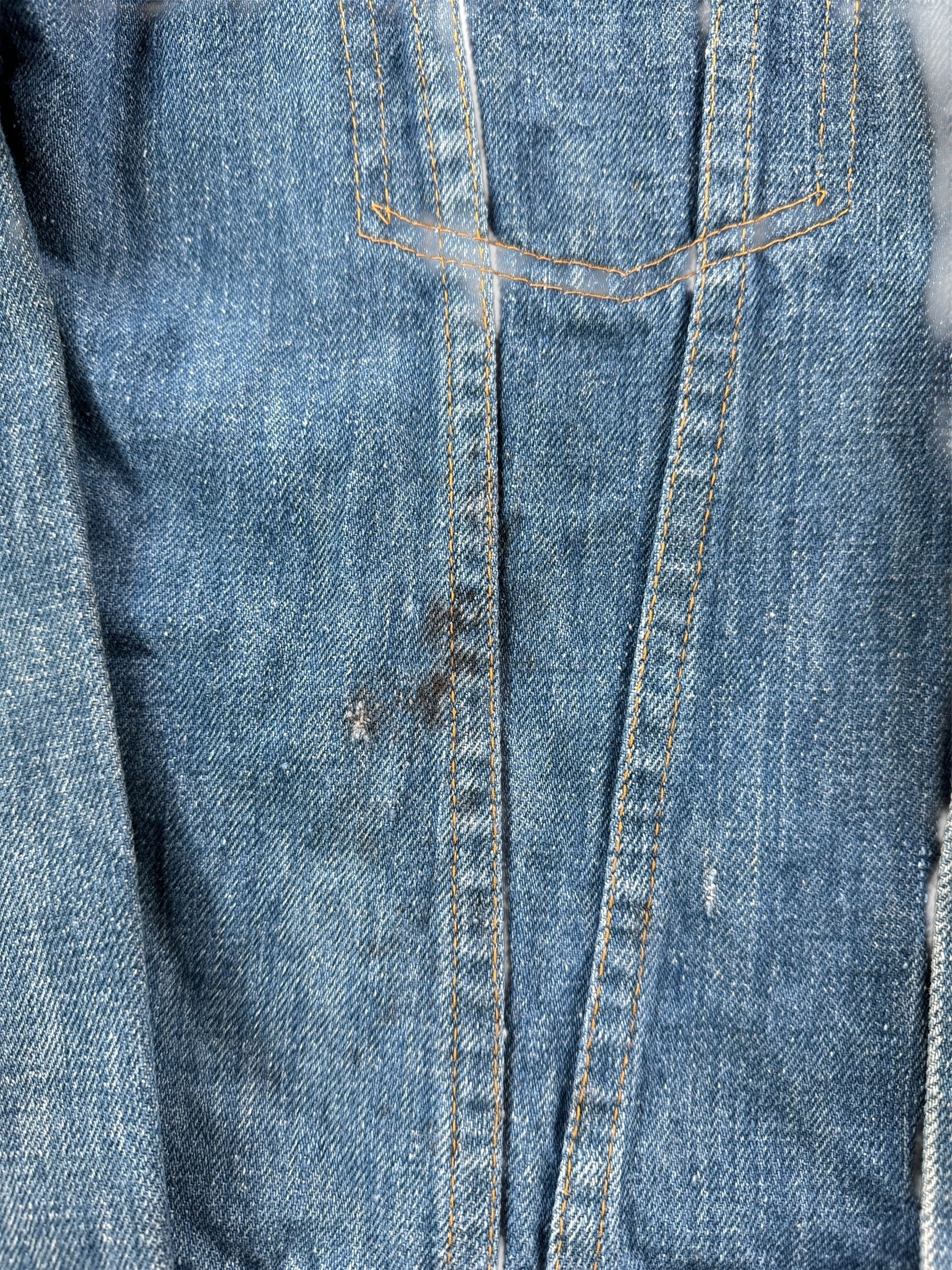 Stain on Vintage Homemade Denim Trucker Jacket SZ S