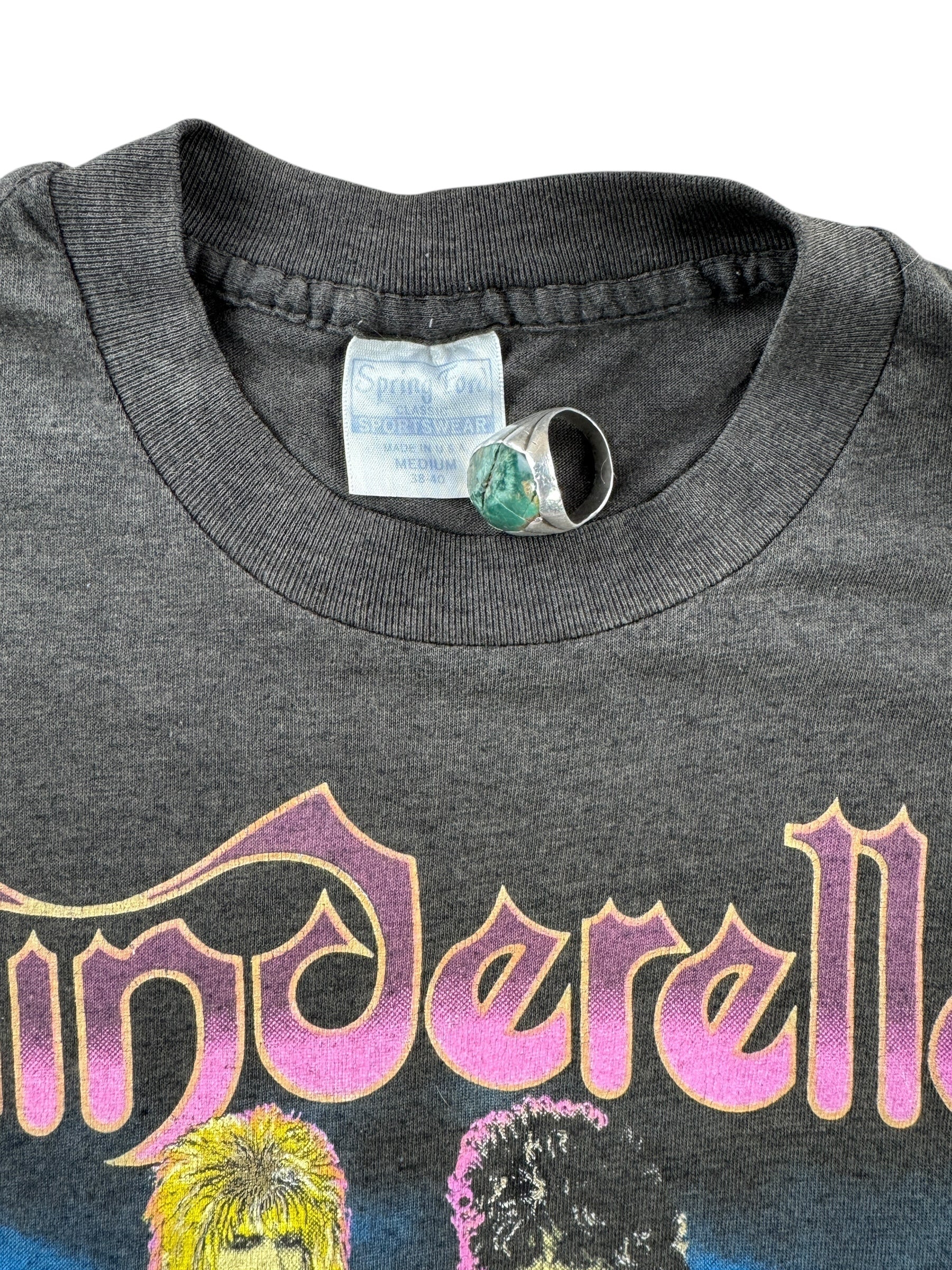 Tag View of Vintage Cinderella Night Songs 1986 World Tour Tee SZ M 