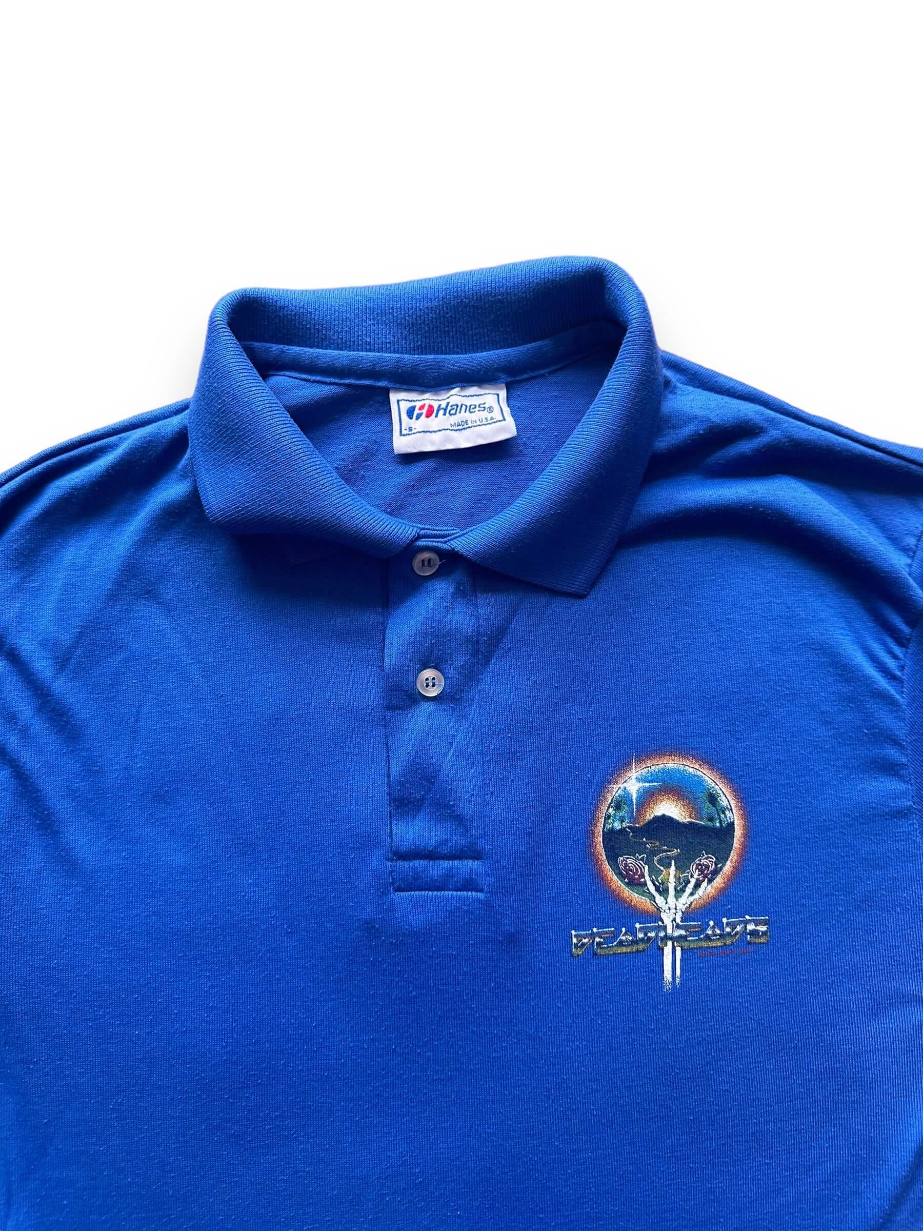 front close up of Vintage Grateful Dead "Deadheads" Band Polo Shirt SZ S