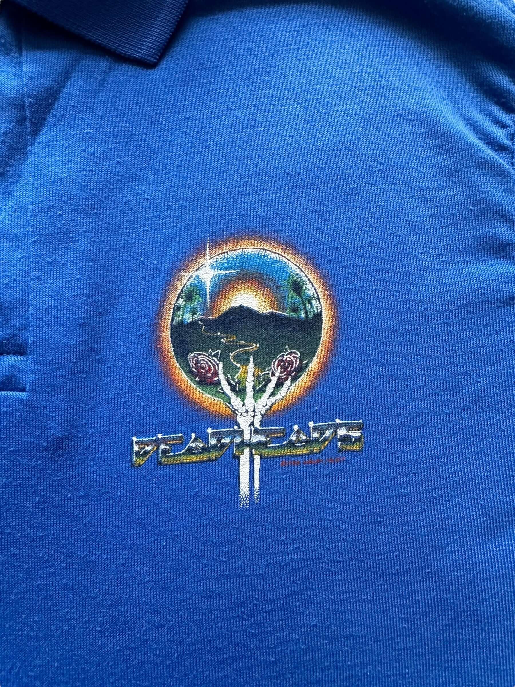 front graphic of Vintage Grateful Dead "Deadheads" Band Polo Shirt SZ S