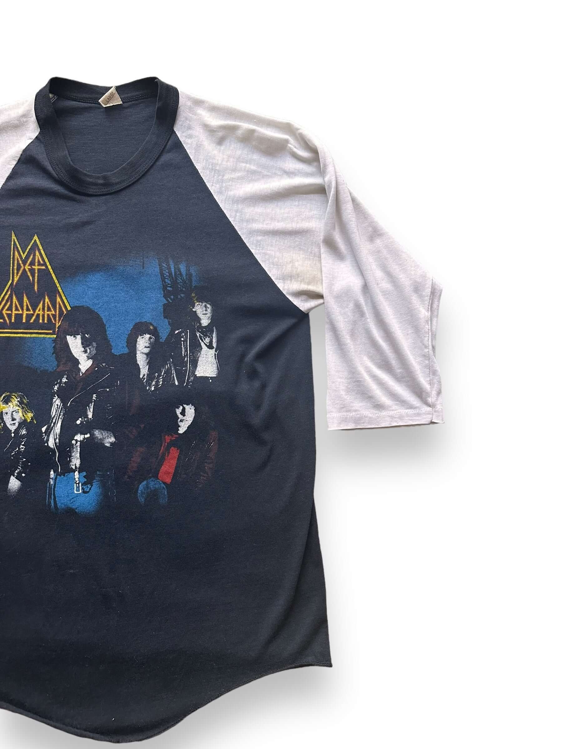 front left of Vintage Def Leppard "Rock Brigade" Raglan Band Tee Shirt SZ L