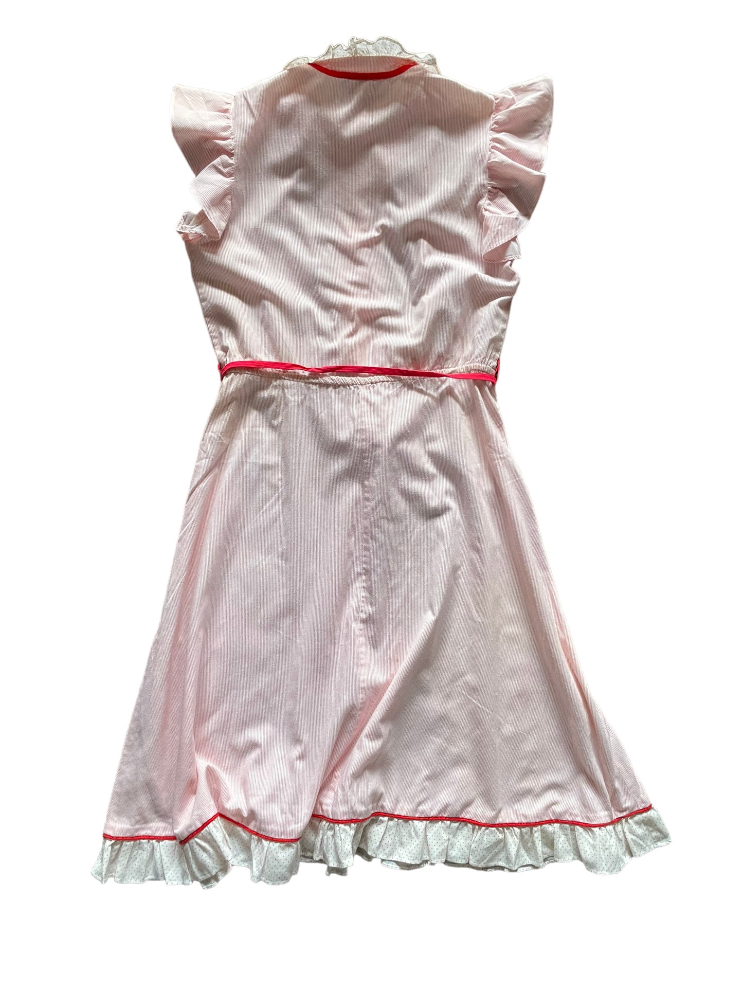 Full back view of Vintage 1980s Striped Ruffle Shirt Dress SZ M |  Barn Owl Vintage Dresses | Seattle Vintage Ladies Clothing