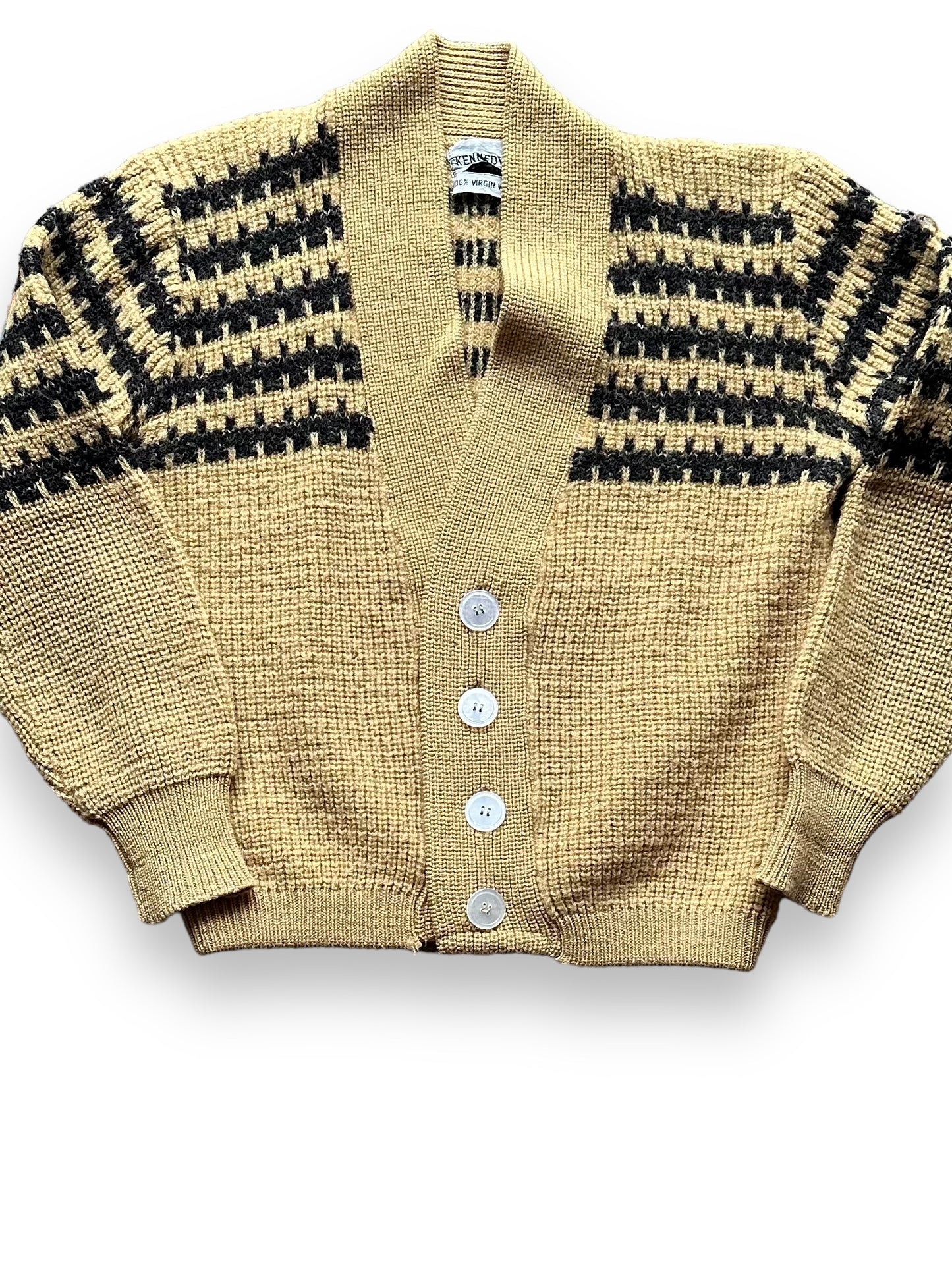 Front Detail on Vintage Kennedys Wool Sweater SZ L | Vintage Cardigan Sweaters Seattle | Barn Owl Vintage Seattle