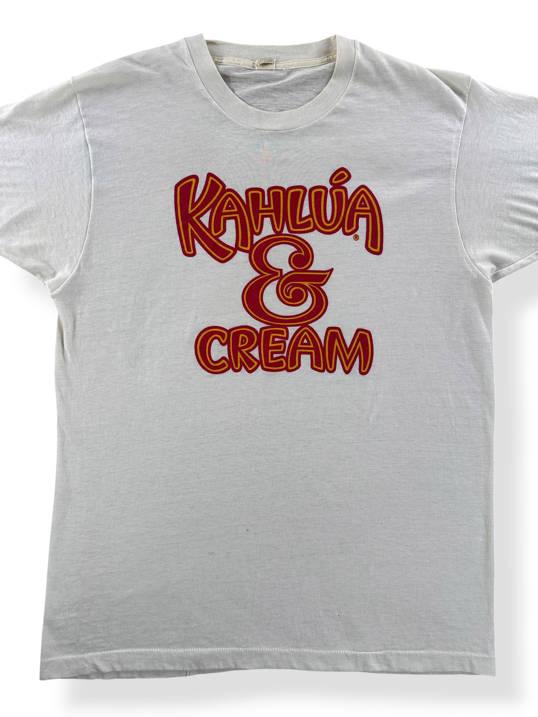 Front Close Up of Vintage Kahlua & Cream Tee SZ XL (Fits L)