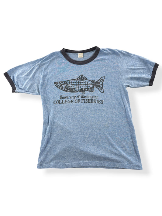 Front View of Vintage UW Fish Ringer Tee SZ L (Fits M)