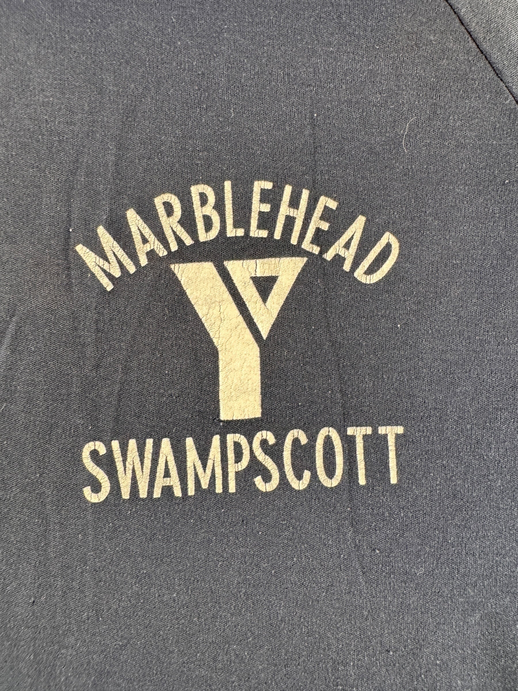 Front Graphic on Vintage Marblehead Swampscott YMCA Champion Shirt AS IS SZ S