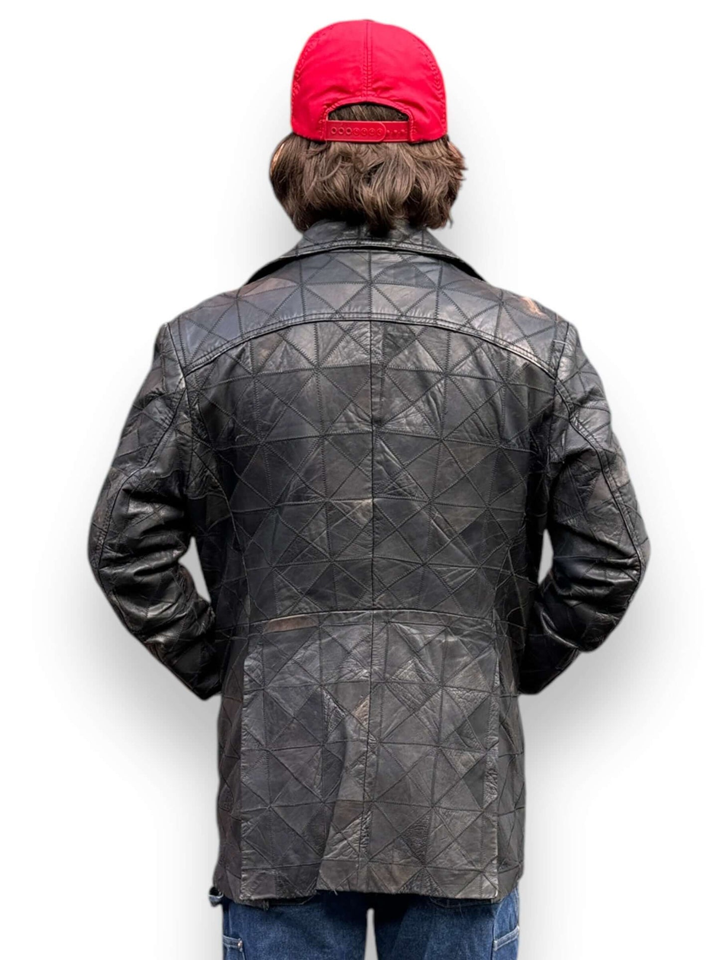 back of Vintage Condor Patchwork Leather Blazer SZ 46