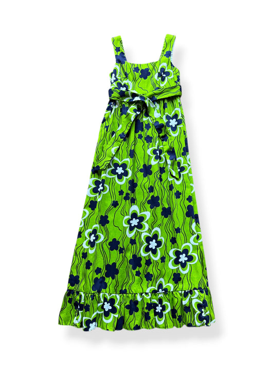 Front of Vintage 70s Waltah Clark's Blue/Green Maxi Dress SZ S
