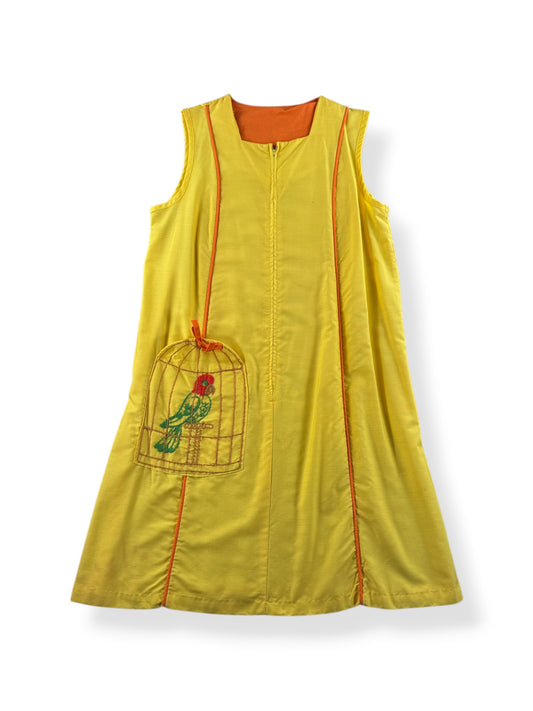 Front of Vintage Bird Cage Pocket House Dress SZ M