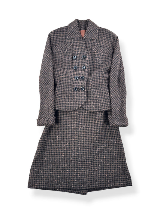 Front of Vintage 40s Wool Skirt Suit Set SZ S