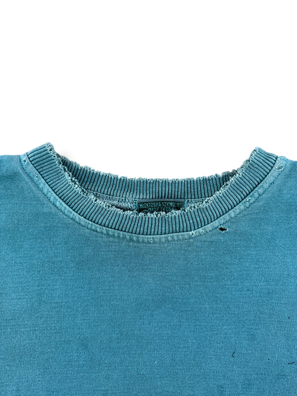 Collar on Vintage Teal Distressed Crewneck SZ XL