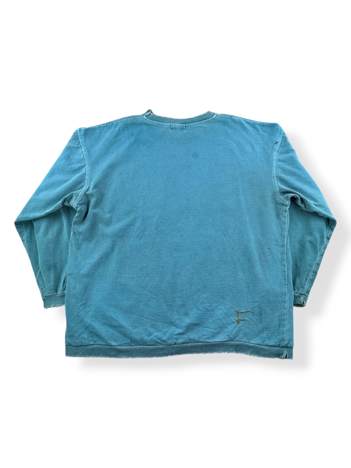 Back of Vintage Teal Distressed Crewneck SZ XL