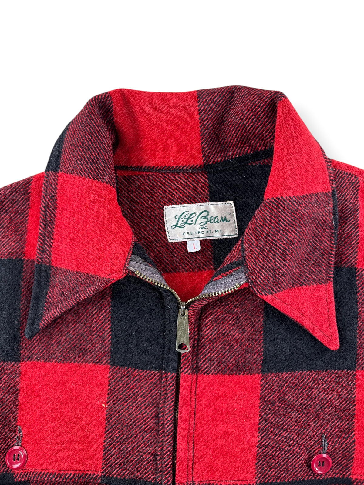 Collar on Vintage LL Bean Script Era Zip Up Wool Jacket SZ L