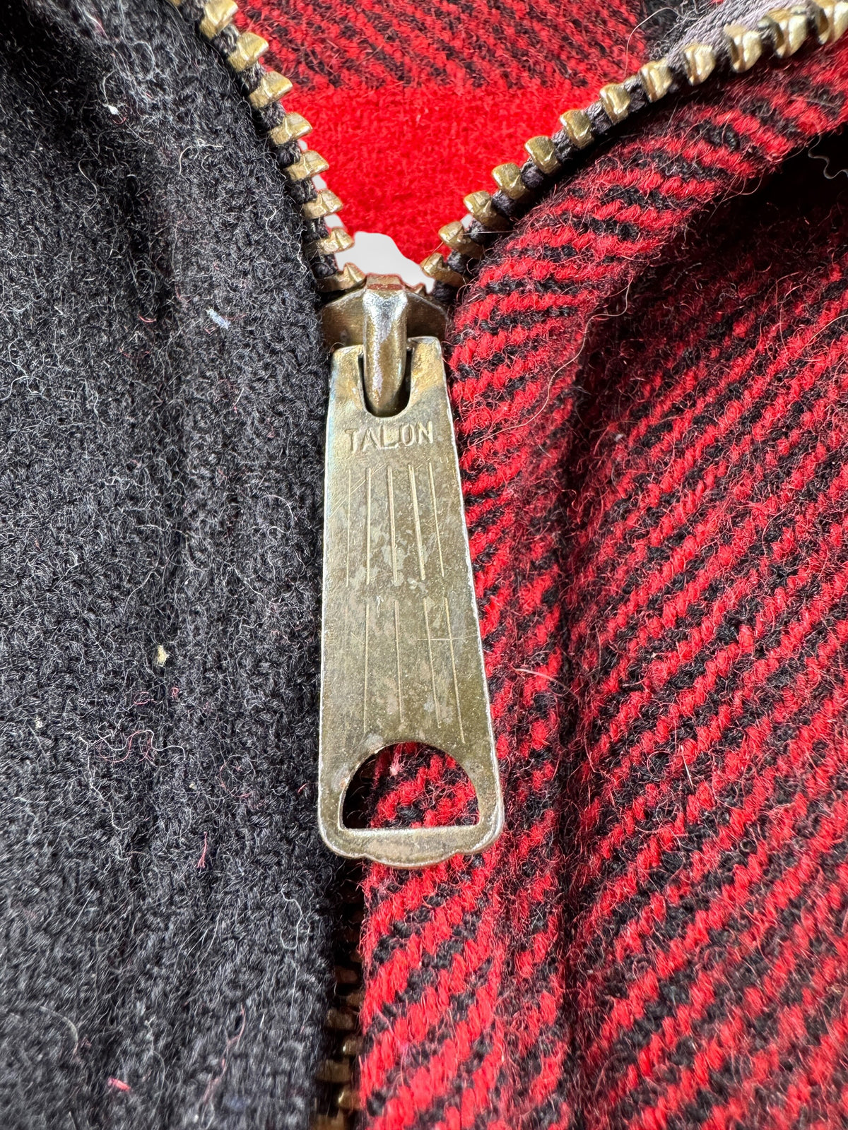 Talon zipper on Vintage LL Bean Script Era Zip Up Wool Jacket SZ L