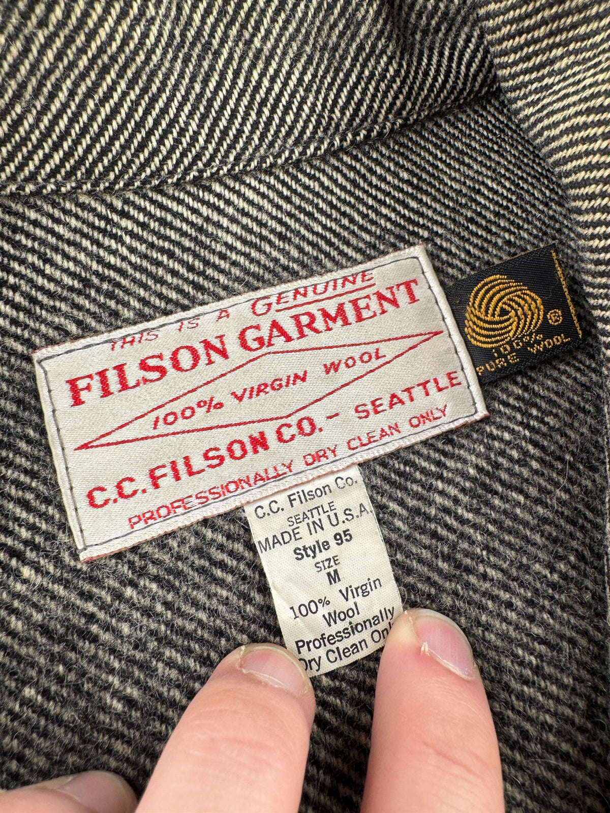 Tags on Vintage Herringbone Filson Cape Coat SZ M
