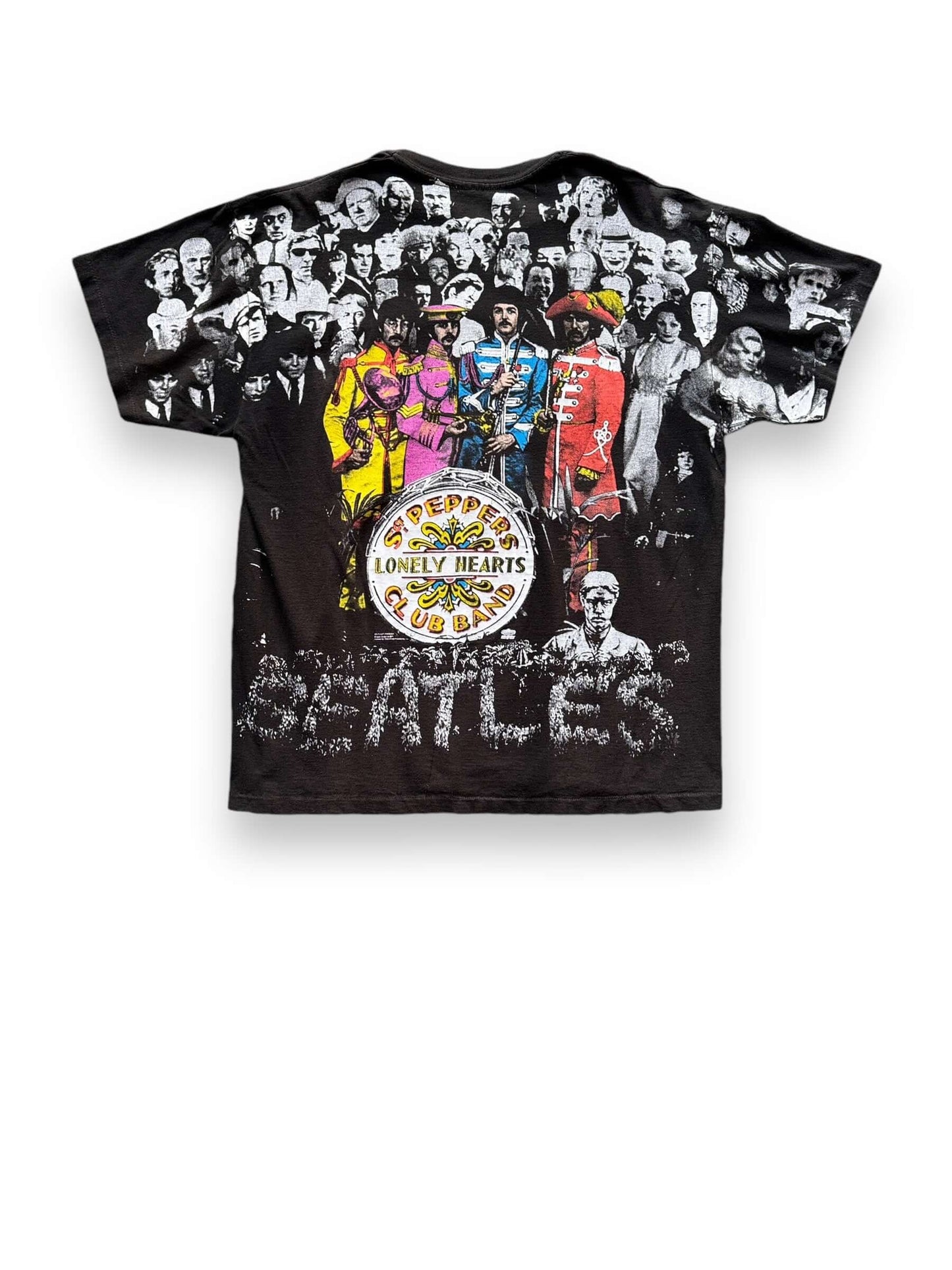 Rear View of Vintage Beatles Sgt Peppers Single Stitch All Over Print Tee SZ XL