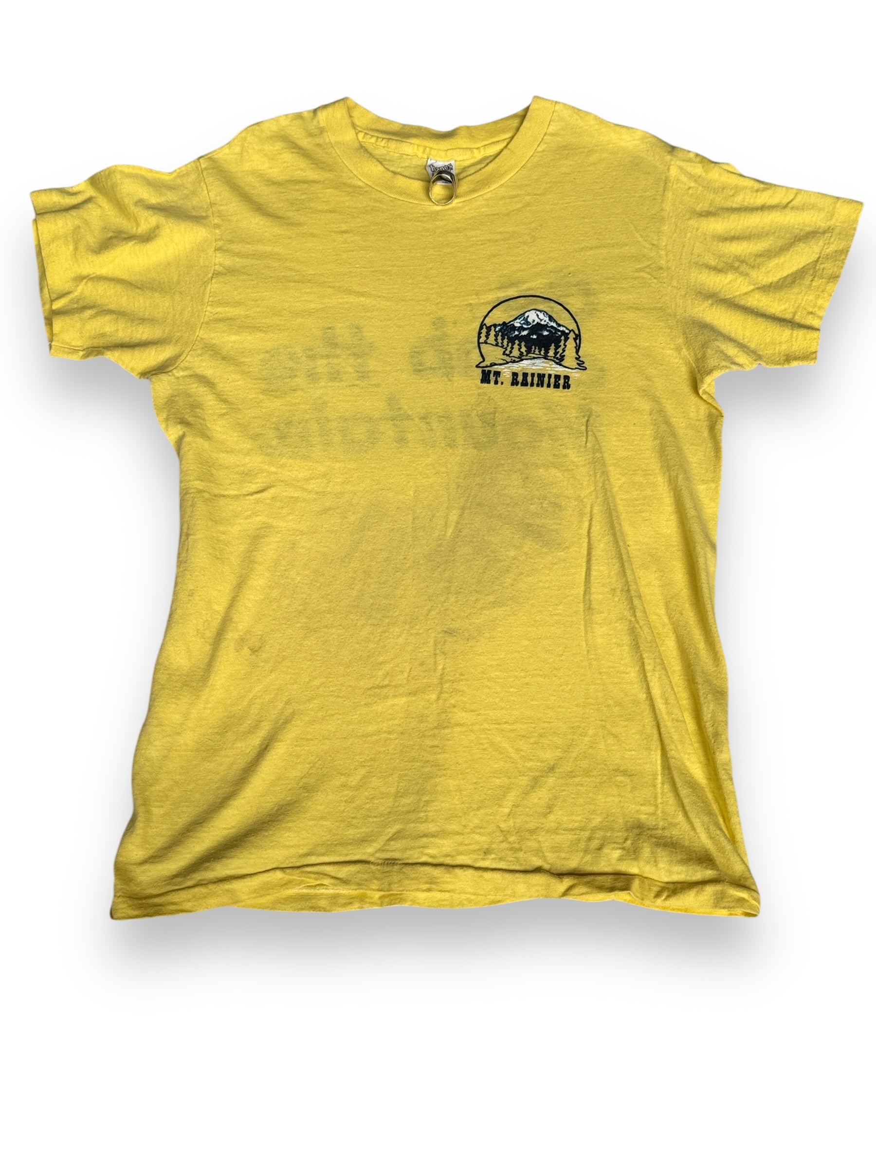 Front View of Vintage Yellow Mt. Rainier Tee SZ M