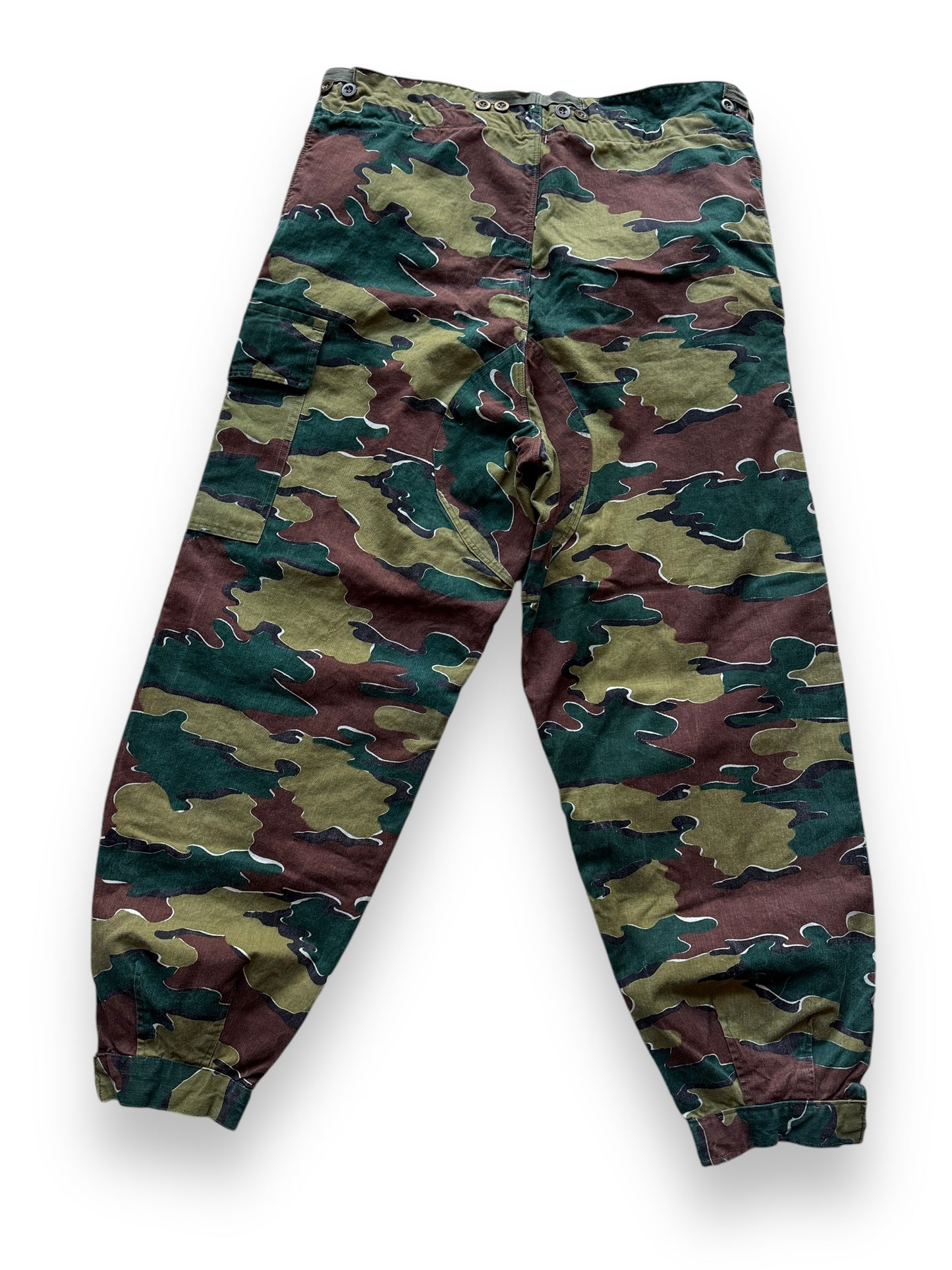 Rear View of Vintage Belgian Jigsaw Camo Trousers SZ L