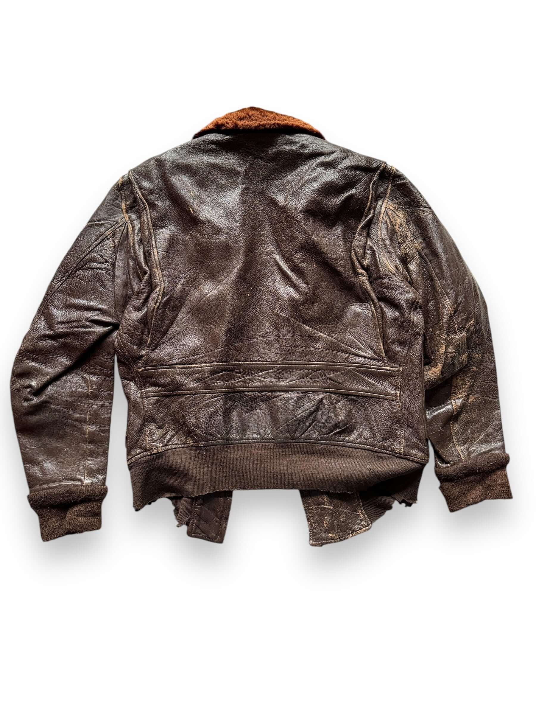 Rear View of Vintage Thrashed Goatskin G-1 Flight Jacket SZ L