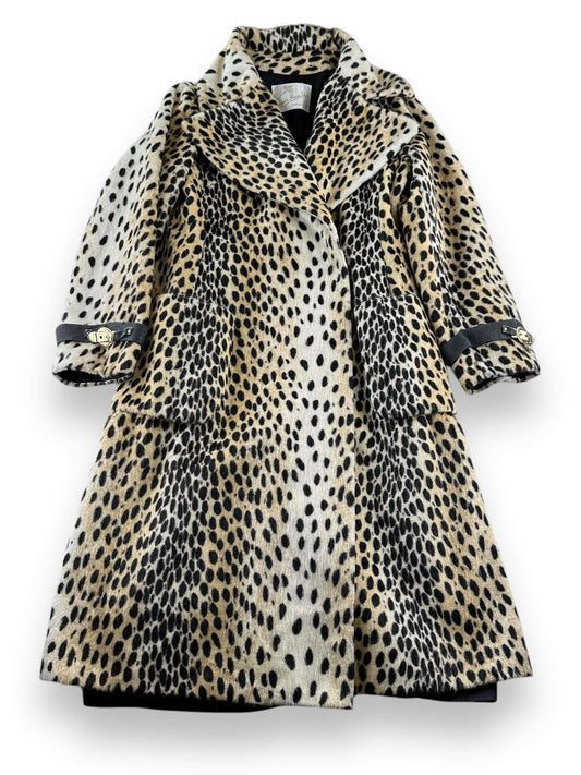 Front View of Vintage Safari Sportowne Leopard Skin Coat SZ M