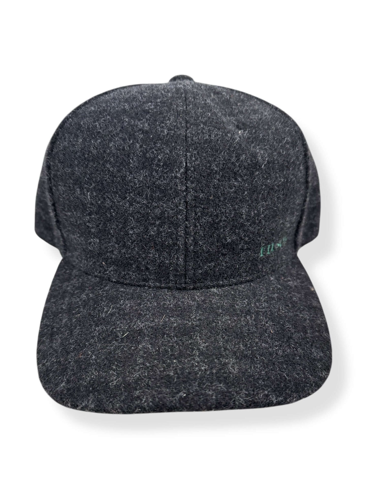 Front Detail of Filson Black Heather Check Wool Logger Cap