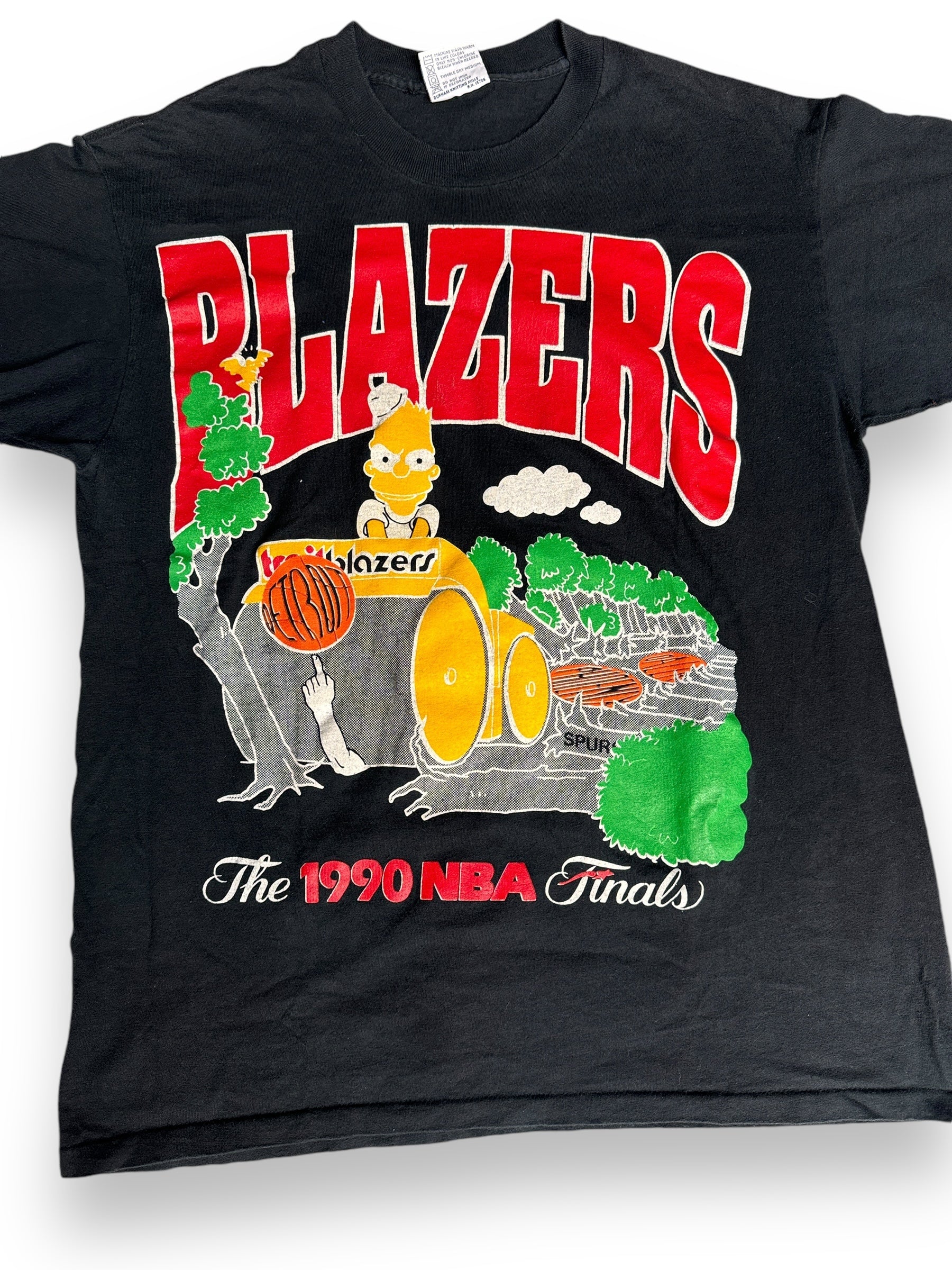 Front Detail on Vintage Portland Trail Blazers 1990 Playoffs Bootleg Tee SZ L