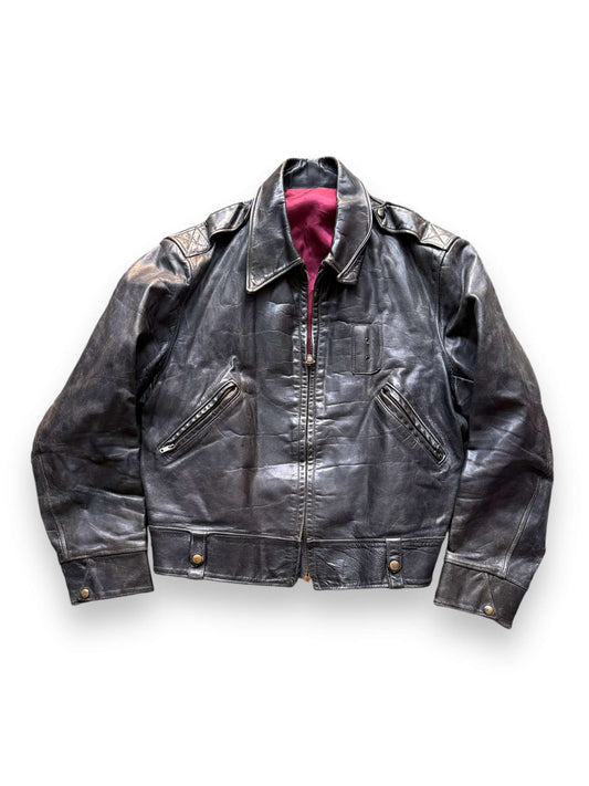 Front View of Vintage Leather Police Jacket SZ 46