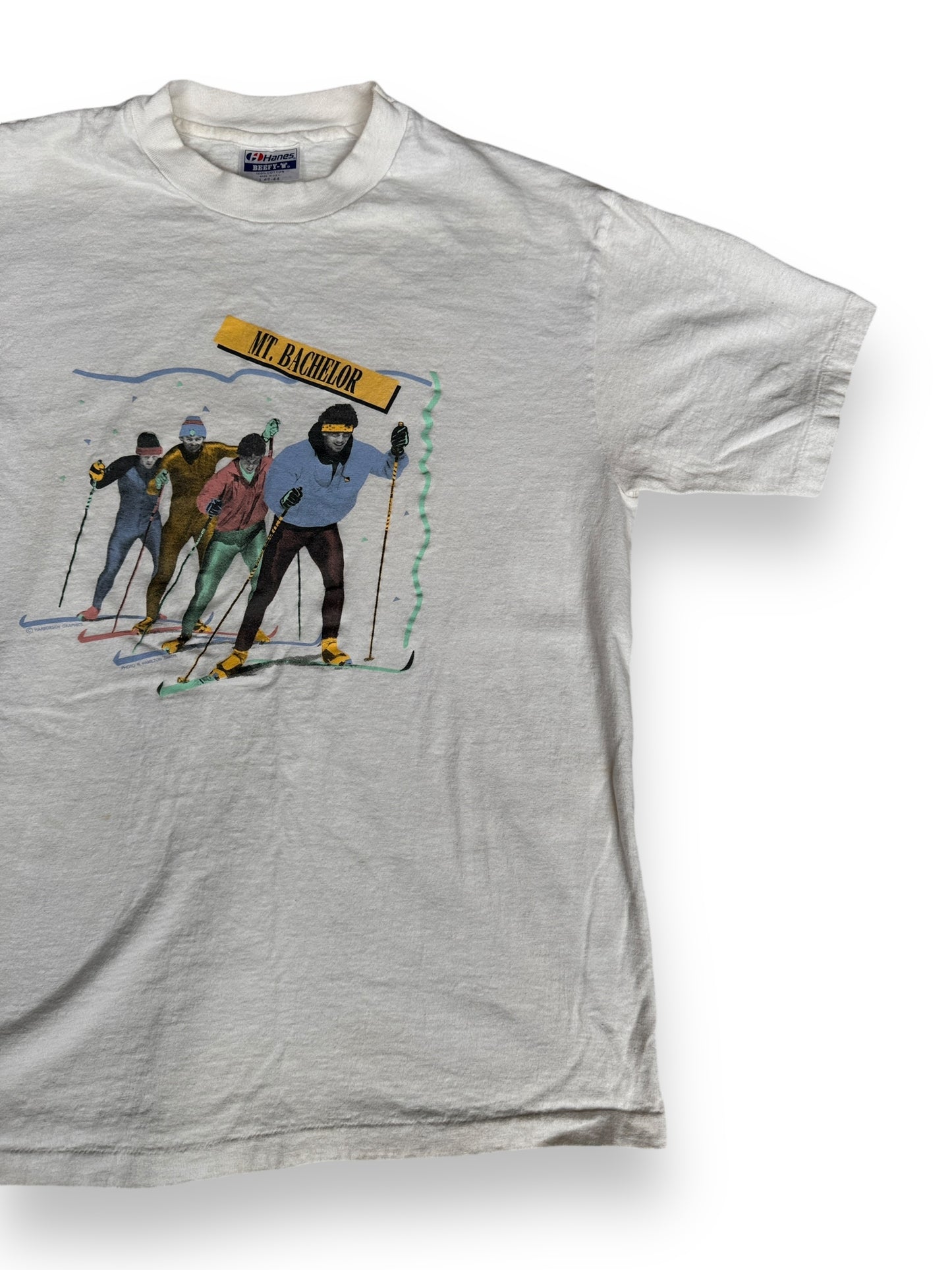 Front Left View of Vintage Mt. Bachelor Skiing Tee SZ L