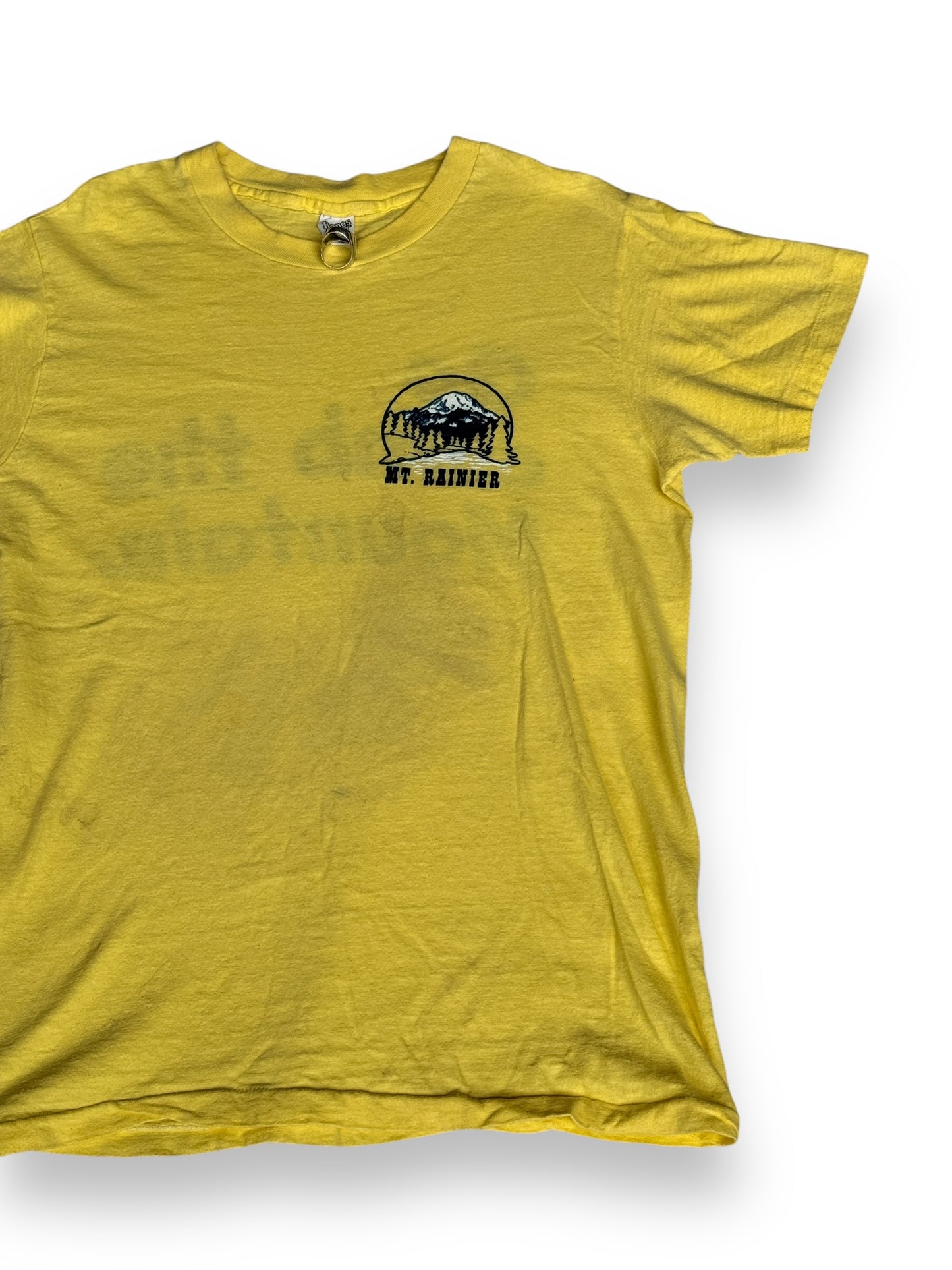 Front Left View of Vintage Yellow Mt. Rainier Tee SZ M