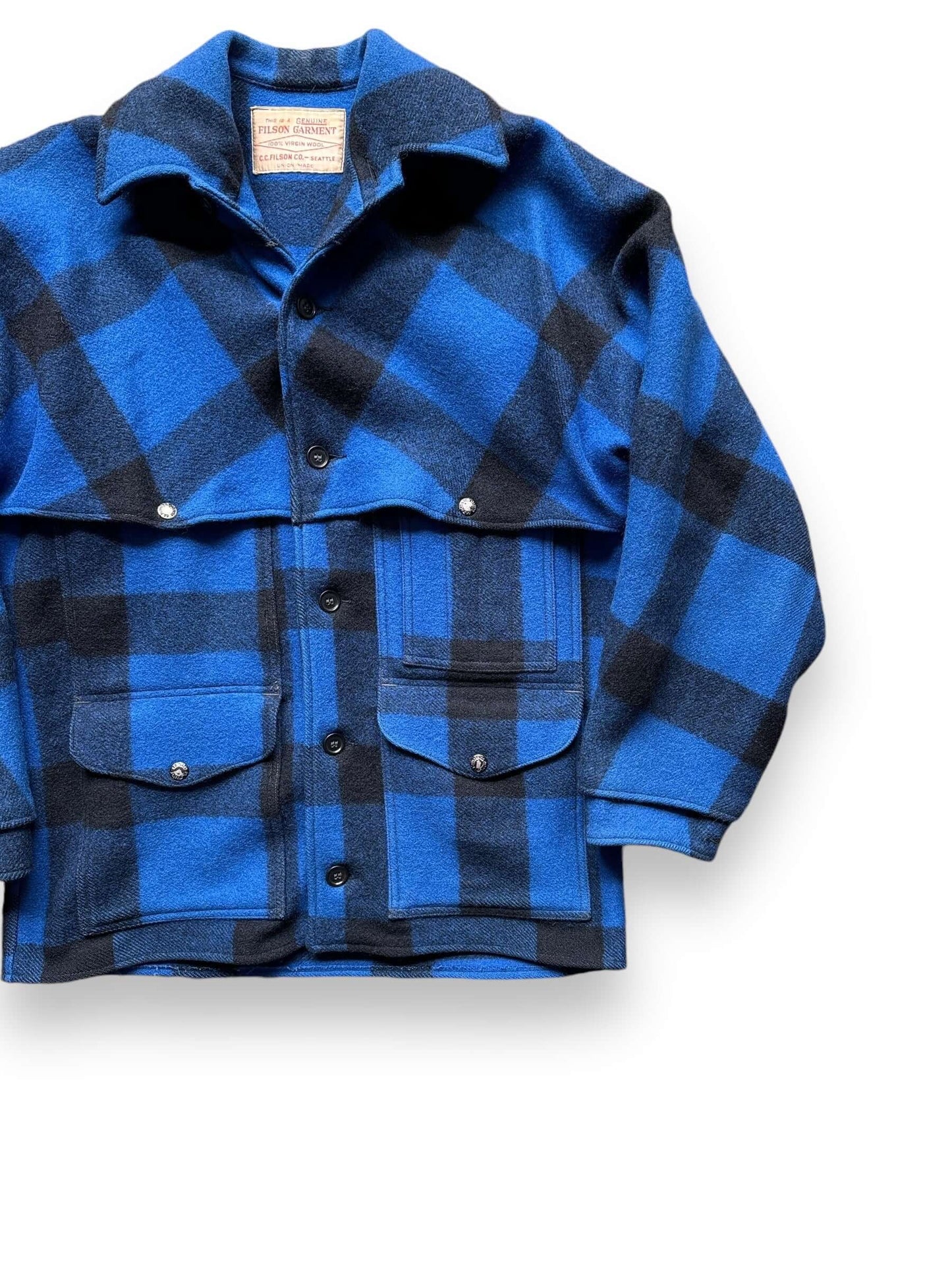 Vintage Filson Union Made Cobalt Double Mackinaw Jacket SZ 38
