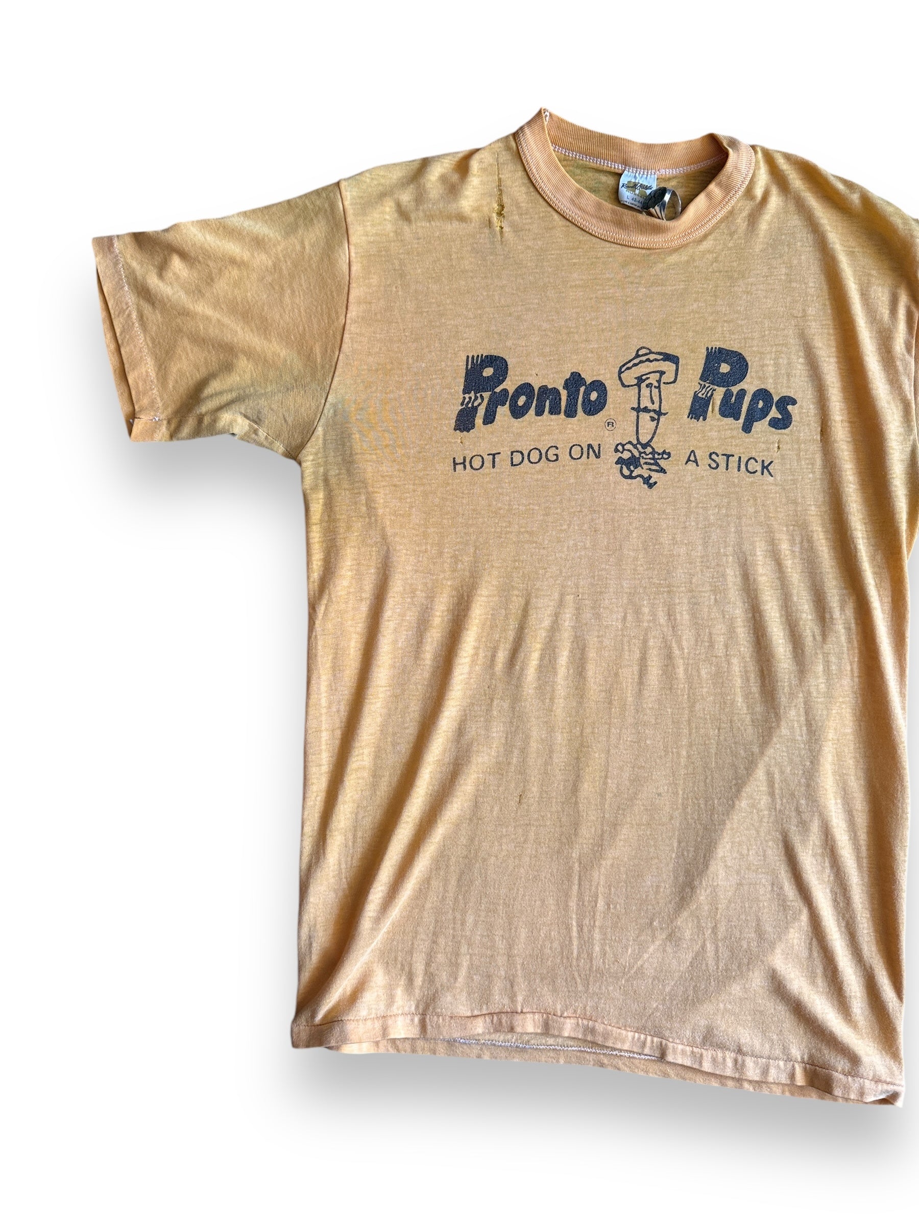 Front Right View of Vintage Pronto Pups Oregon Hot Dog Tee SZ L