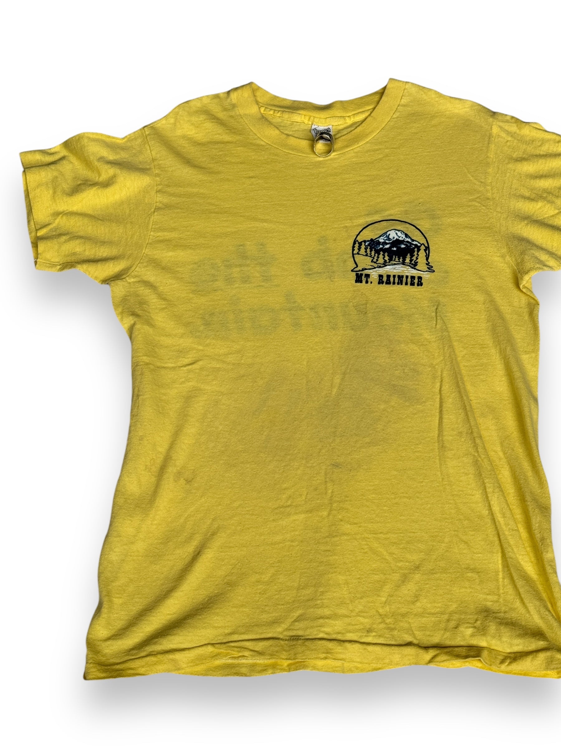 Front Right View of Vintage Yellow Mt. Rainier Tee SZ M