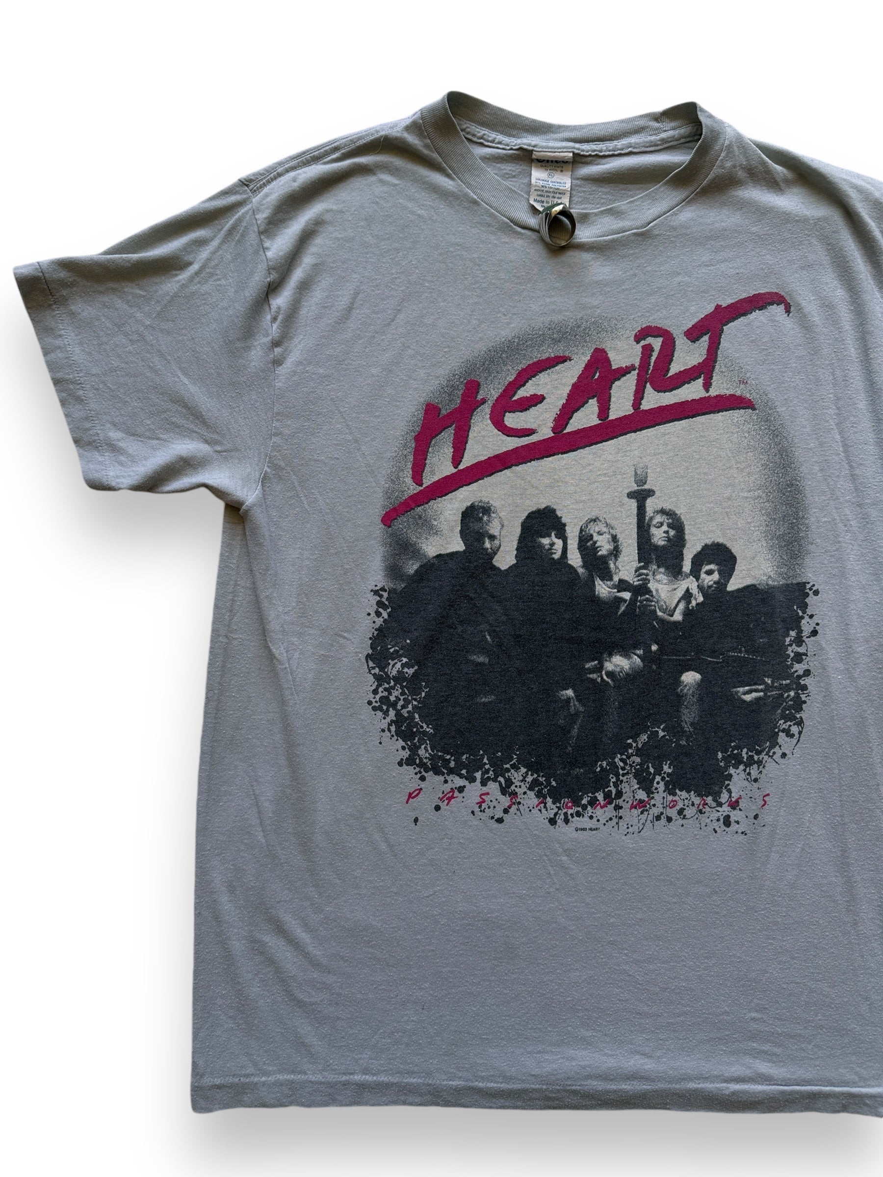 Front Right View of Vintage 1984 Heart Passion Works Tour Tee SZ XL