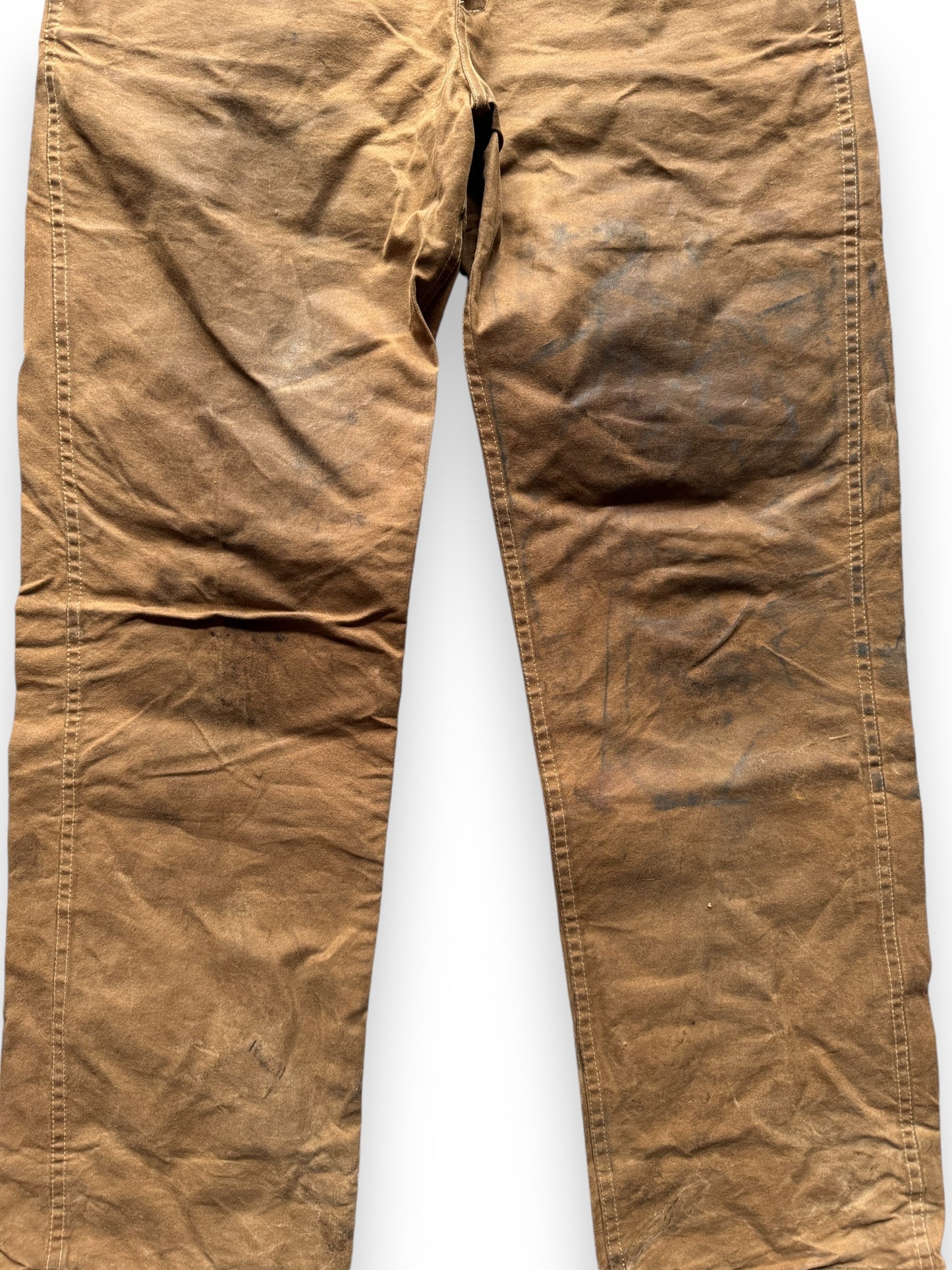 Lower Front View of Vintage Filson Single Tin Trousers W34