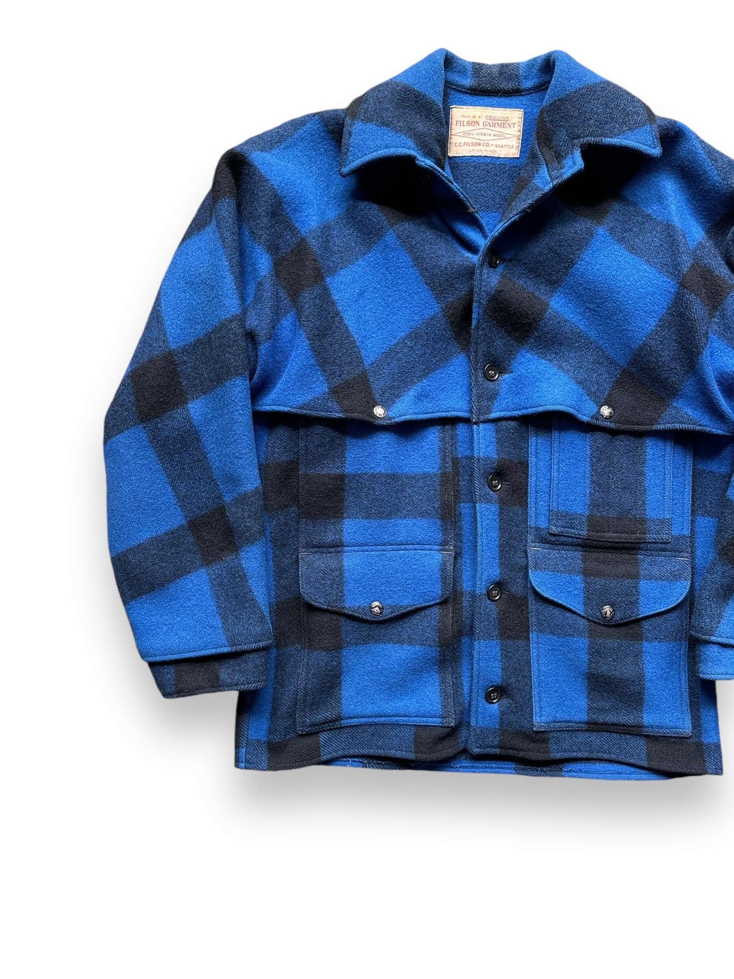 Vintage Filson Union Made Cobalt Double Mackinaw Jacket SZ 38