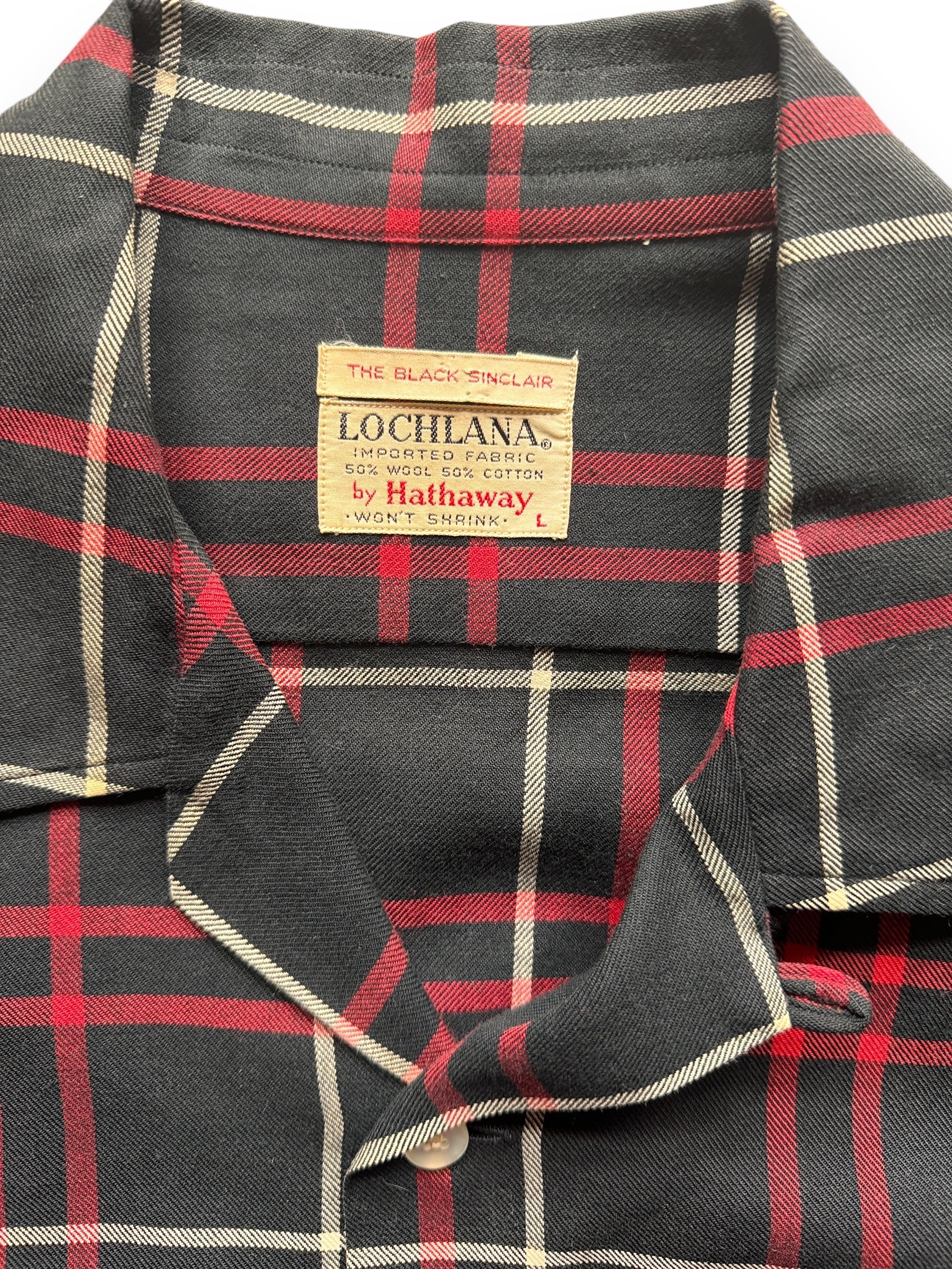 Tag View of Vintage Lochlana by Hathaway Wool Blend Flannel SZ L