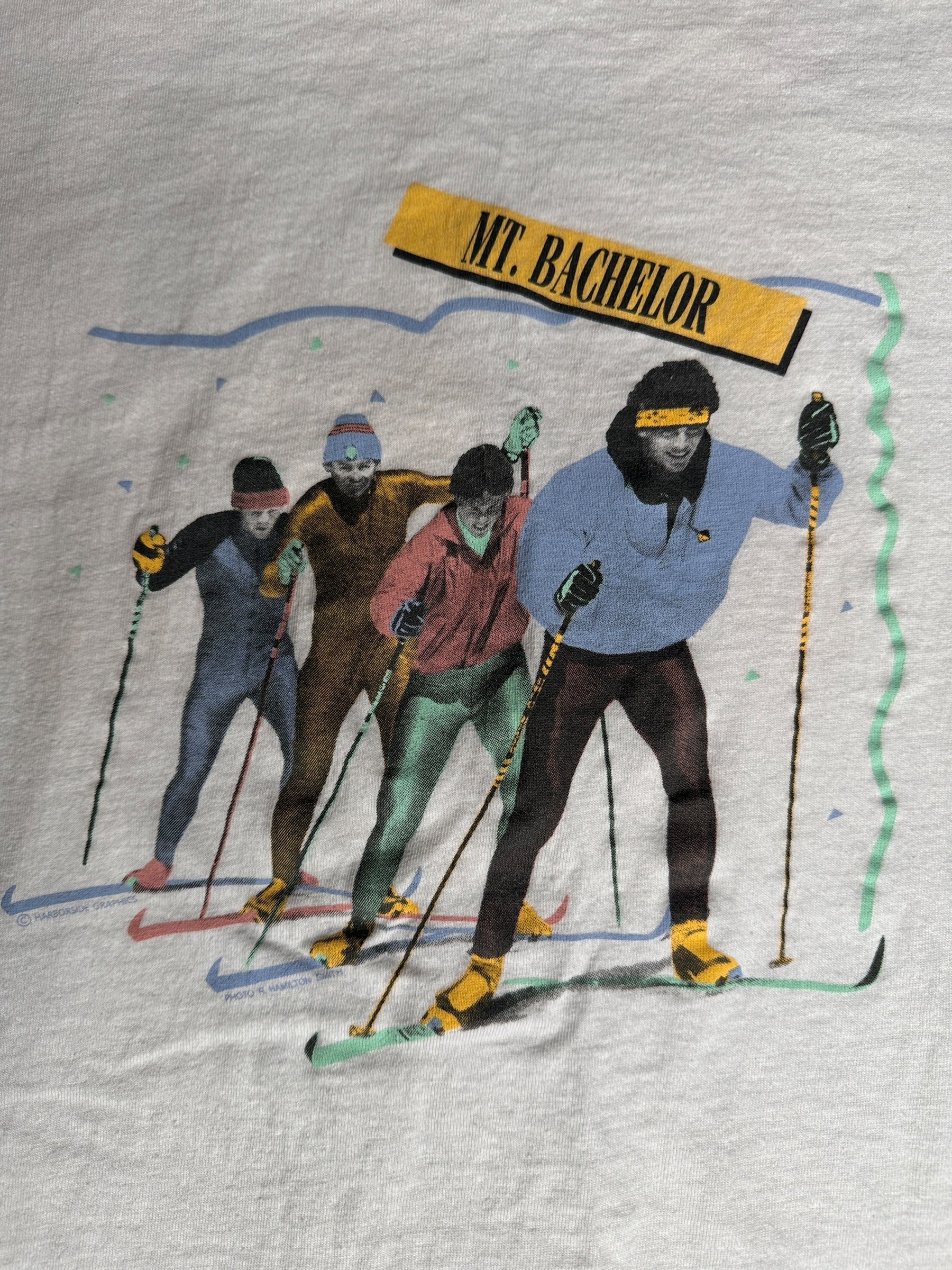 Detail on Vintage Mt. Bachelor Skiing Tee SZ L