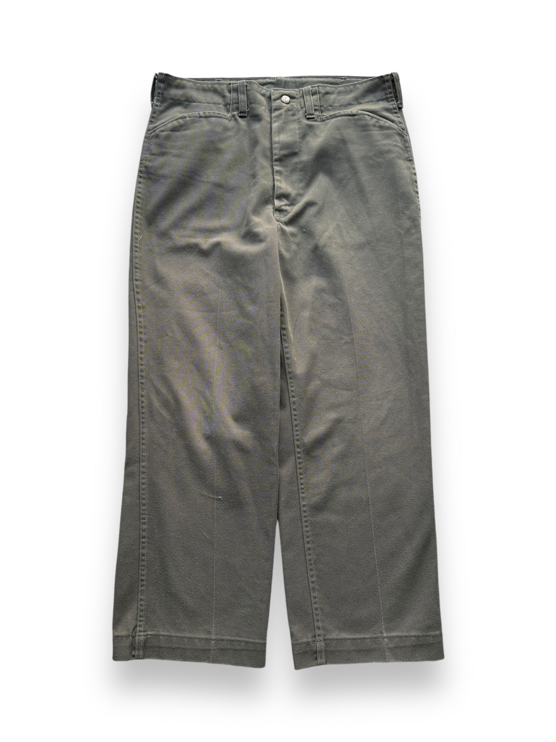 Front View of Vintage Lee Frisko Jeens by Can't Bust 'Em Work Trousers W33