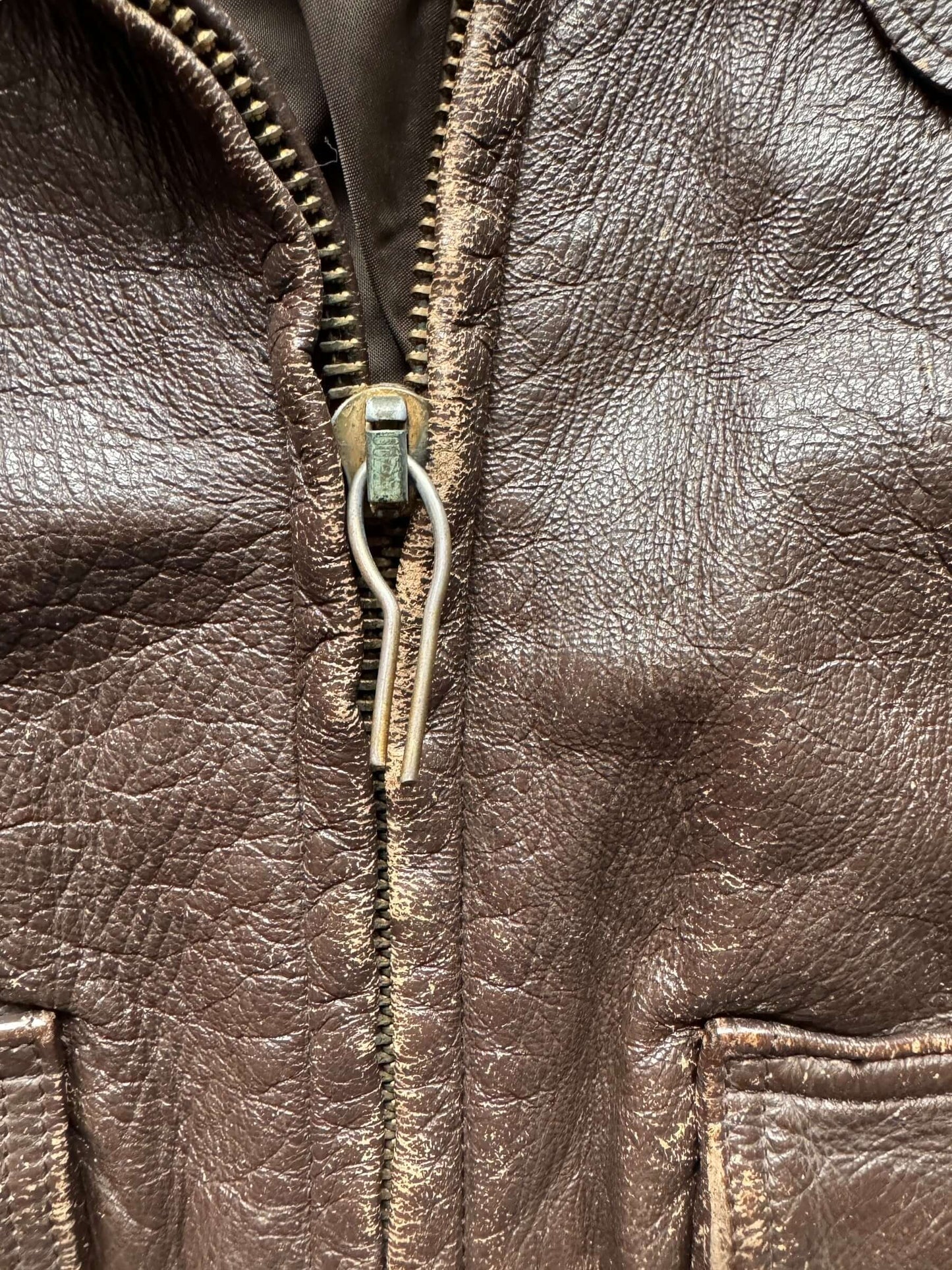 Zipper Pull Replacement on Vintage Thrashed Goatskin G-1 Flight Jacket SZ L