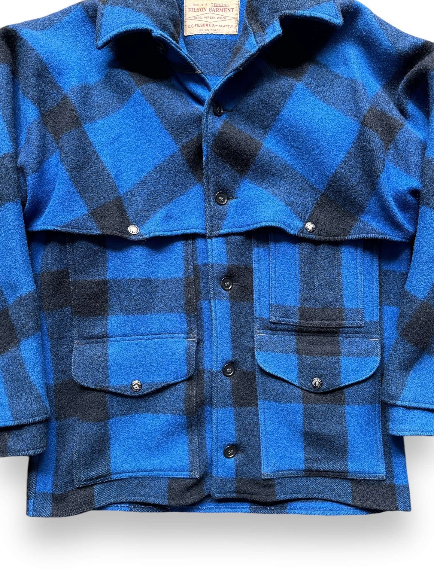 Vintage Filson Union Made Cobalt Double Mackinaw Jacket SZ 38